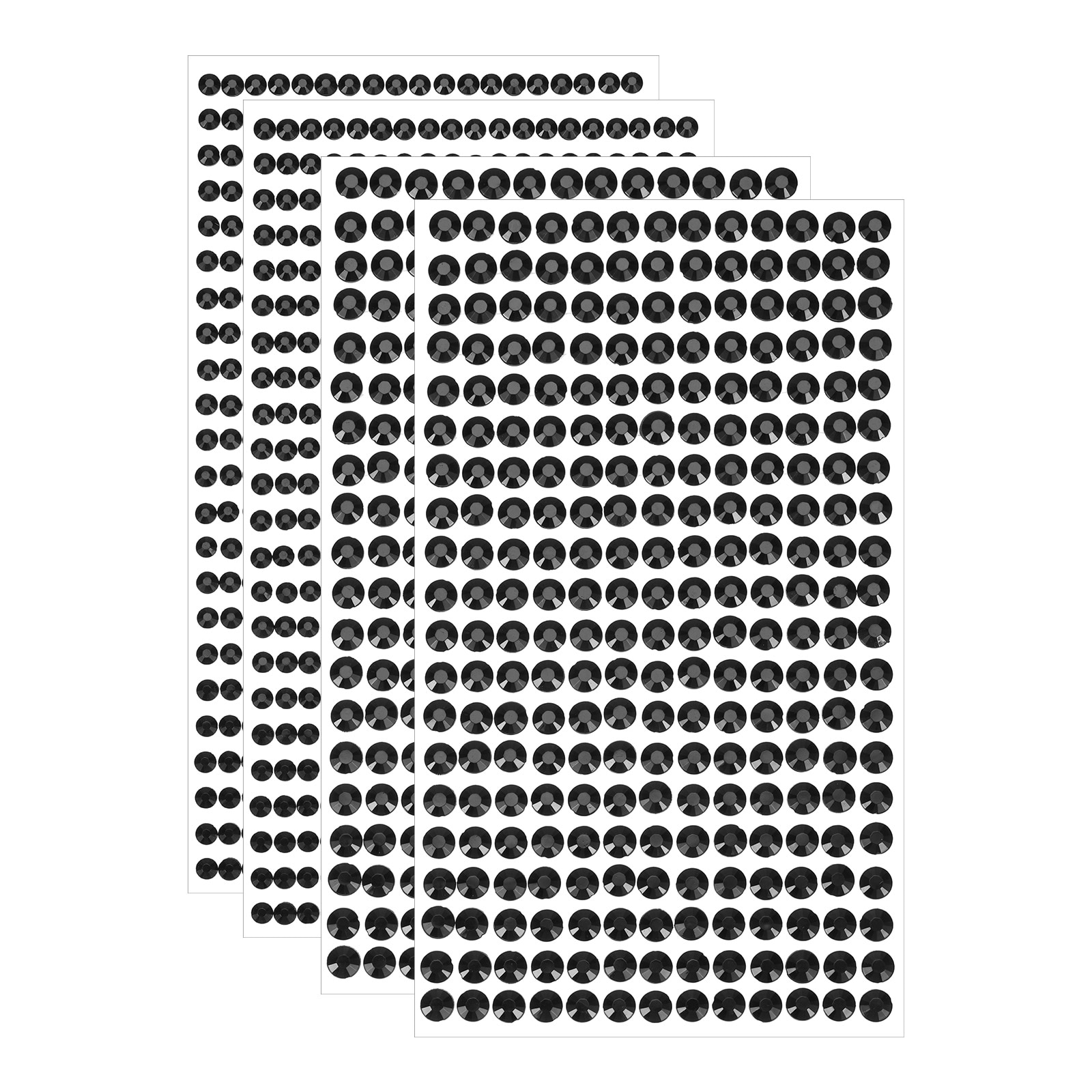 Unique Bargains 1394pcs 4mm/6mm Rhinestone Stickers for Crafts  4 Sheet Self-Adhesive Round Rhinestone Stickers  Crystal Crafts Jewelry Stickers for Nail  Makeup  Festival (Black)