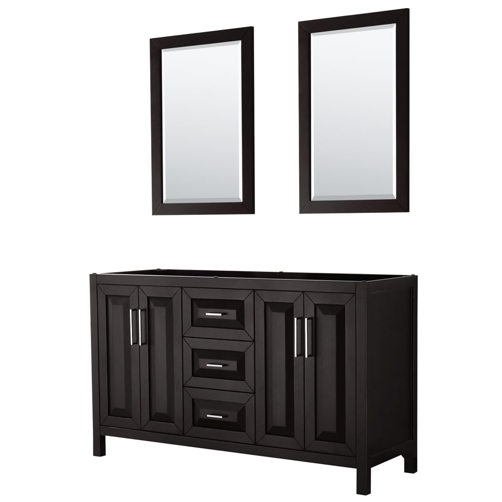 Wyndham Collection WCV252560DDECXSXXM24 Daria 60-in Dark Espresso with Polished Chrome Trim Bathroom Vanity Base Cabinet without Top (Mirror Included)