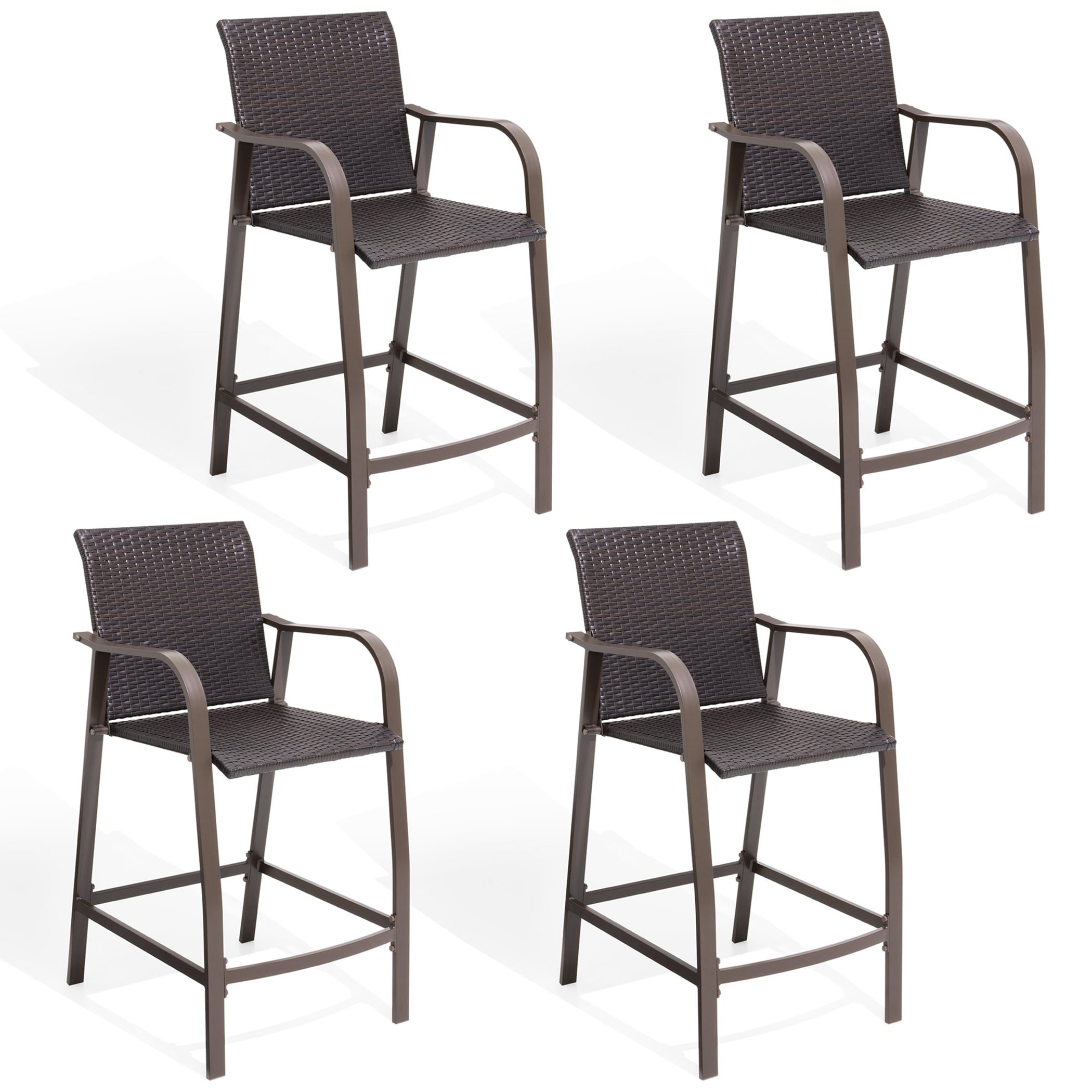 Crestlive Products Aluminum Patio Bar Stools 4 PCS Set (Brown) Set of 2 ...