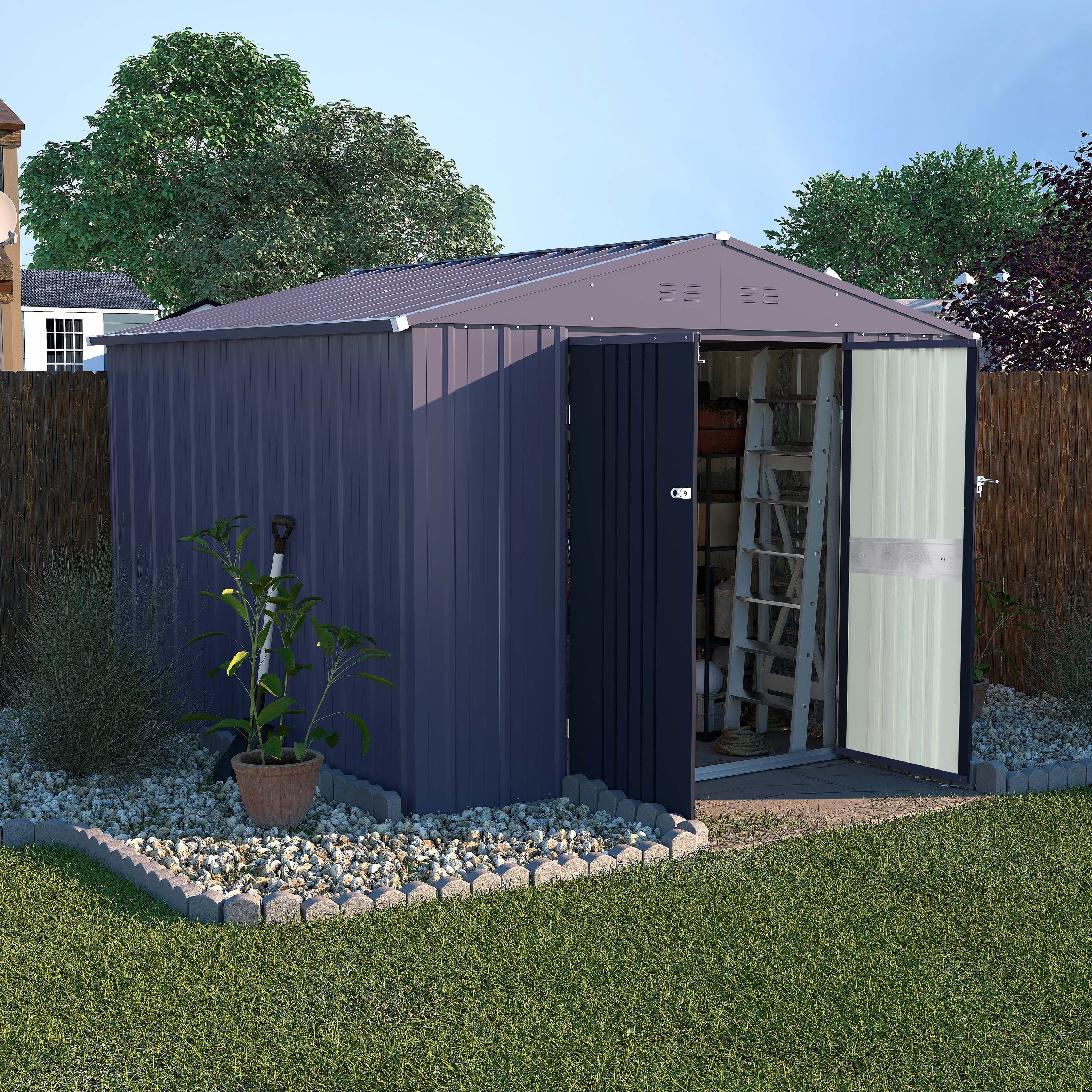 VEIKOUS 8-ft x 8-ft Galvanized Steel Storage Shed in the Metal 