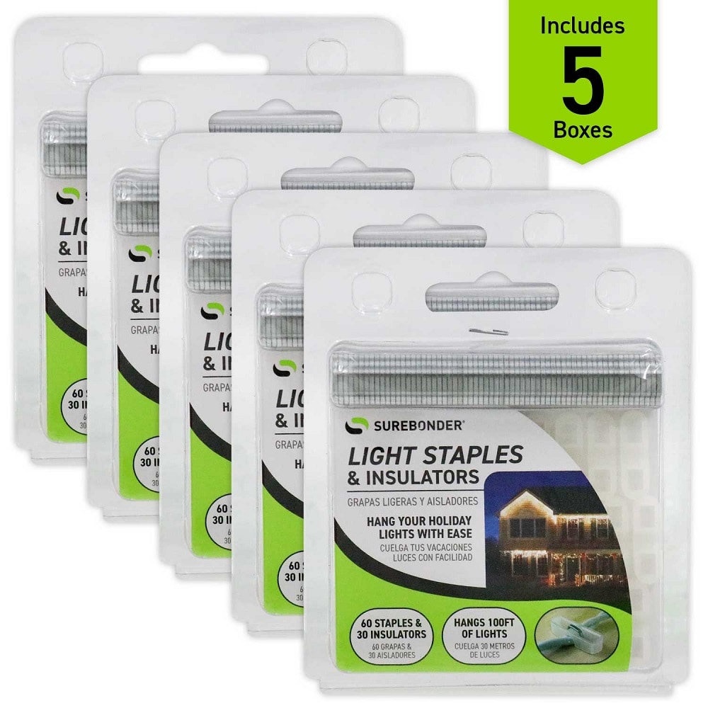 Surebonder 15030C-5 Light Staples and Insulators-Perfect for Holiday Decorating, Pack of 5