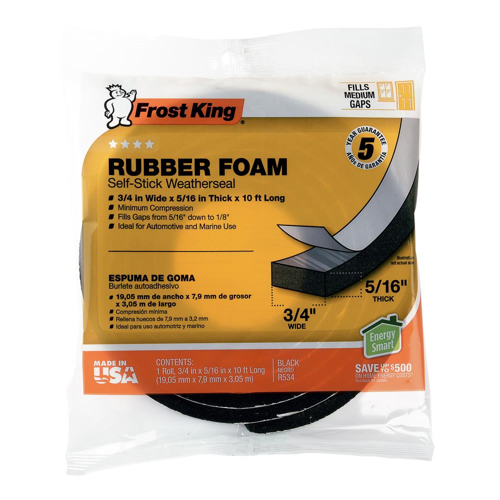 Frost King 10-ft x 3/4-in x 5/16-in Black Rubber Foam Window