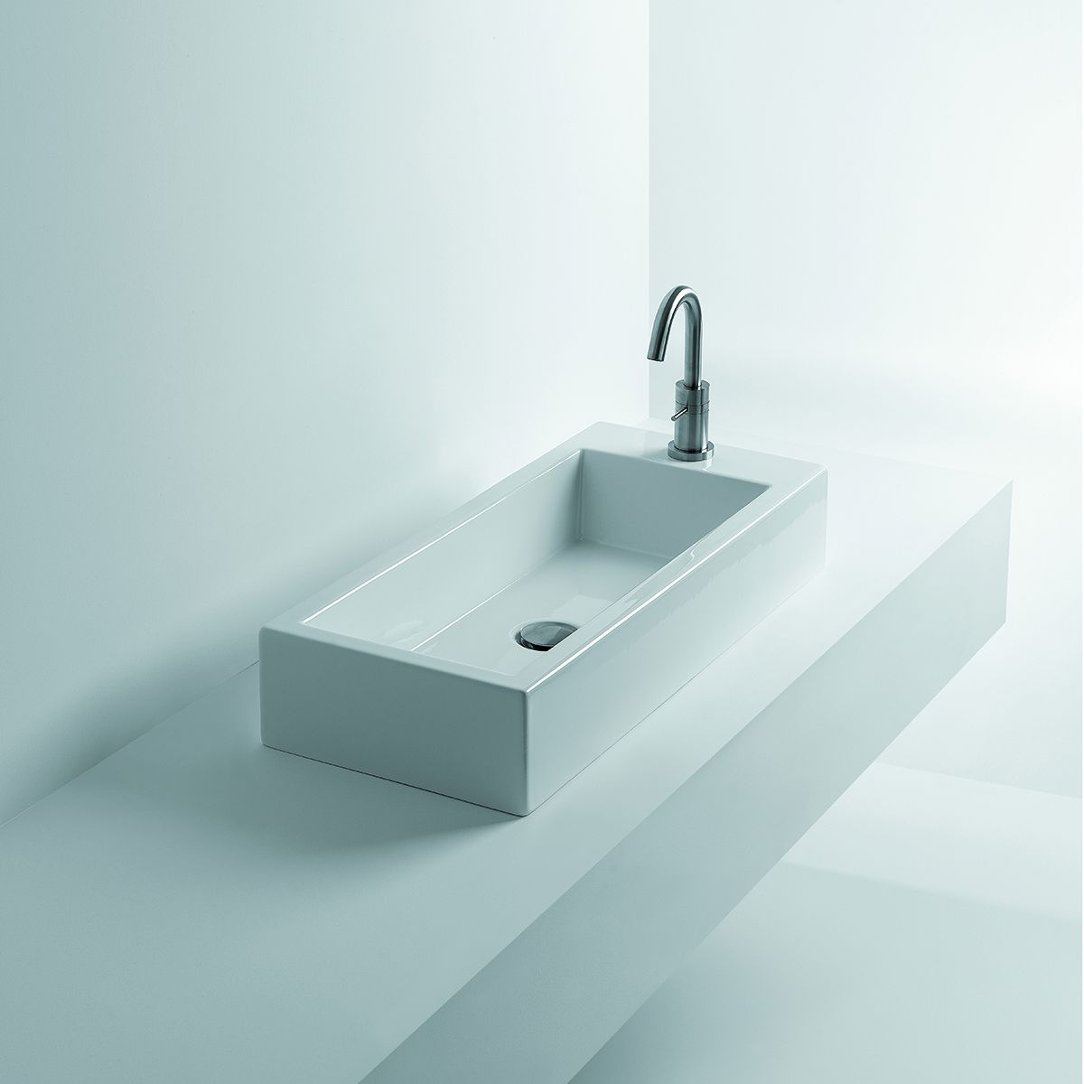 WS Bath Collections HOX WSBC 70C Hox WSBC Ceramic 11.8-in Vessel Rectangular Modern Ceramic White Bathroom Sink