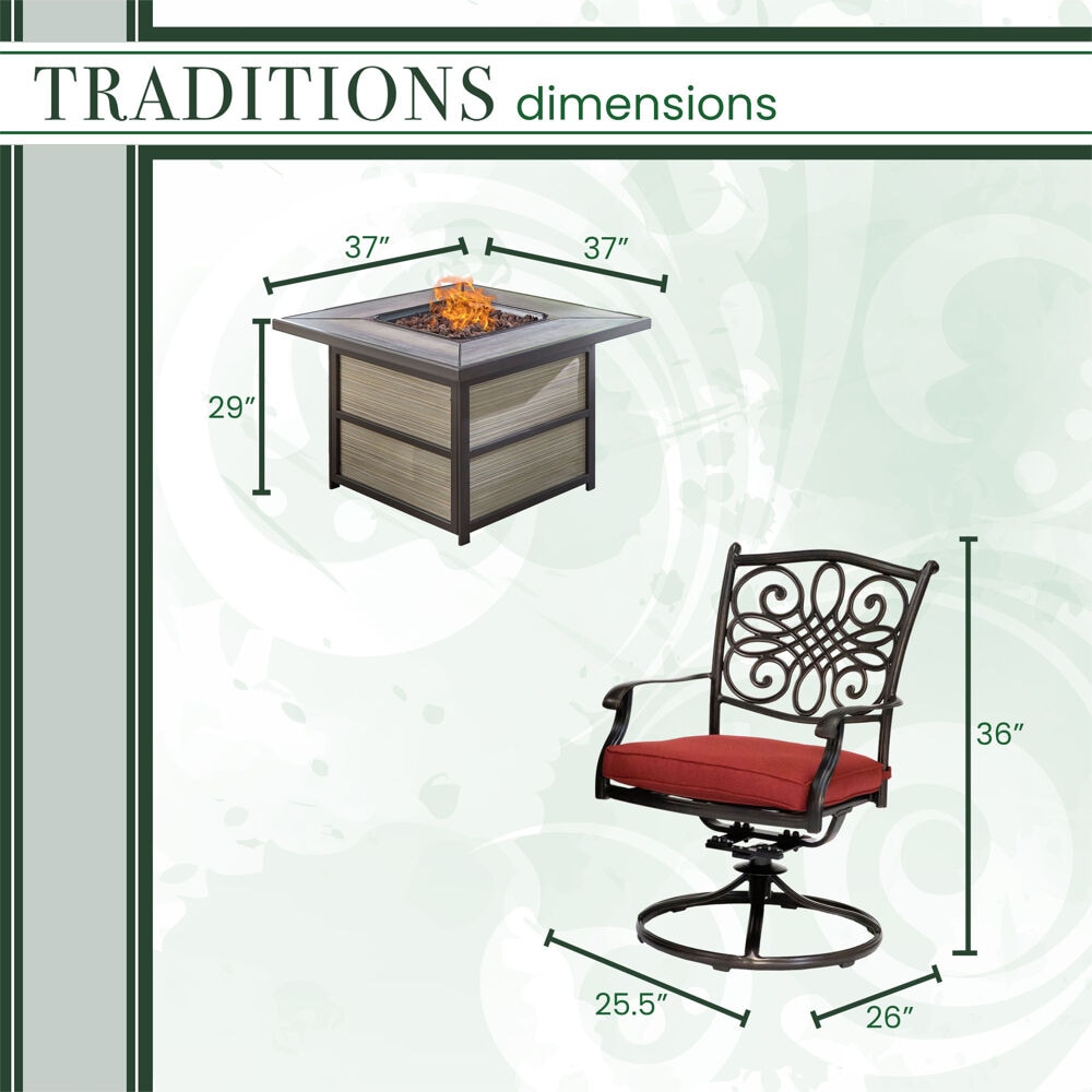 Hanover TRAD5PCSQSW4FP-RED Patio-Conversation-Sets - View #3