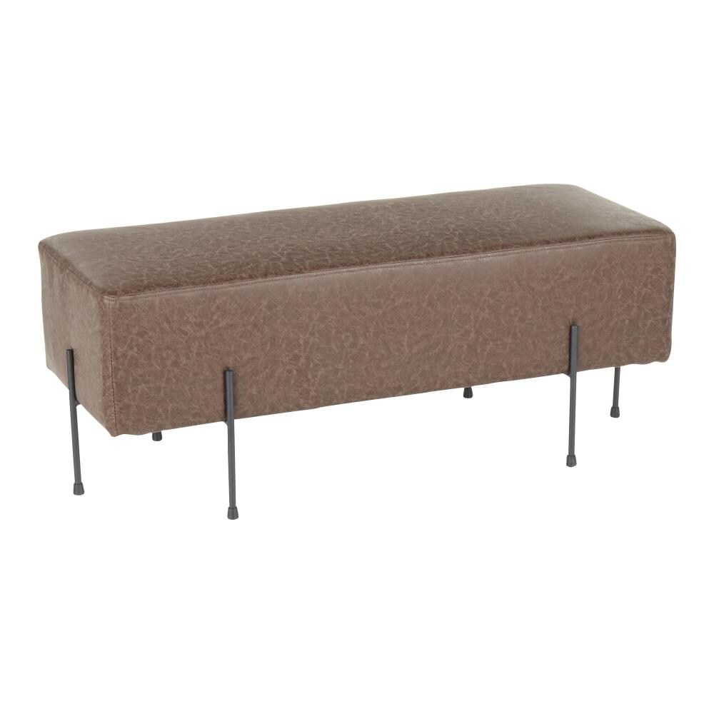 LumiSource BC-DNLA BKE Daniella Eclectic Black Metal, Espresso Pu Accent Bench 16.5-in x 39.5-in x 15.5-in