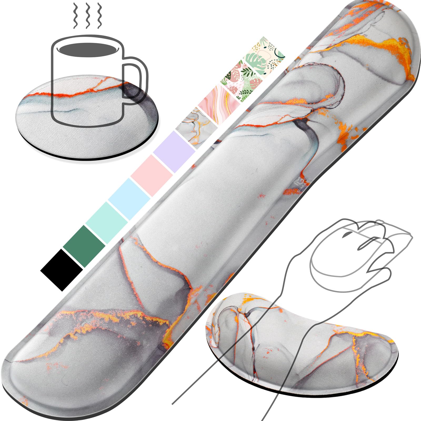 Gimars Gel Memory Foam Keyboard Wrist Rest Set Ergonomic Mouse Wrist Support Pad for Office Computer Laptop Mac