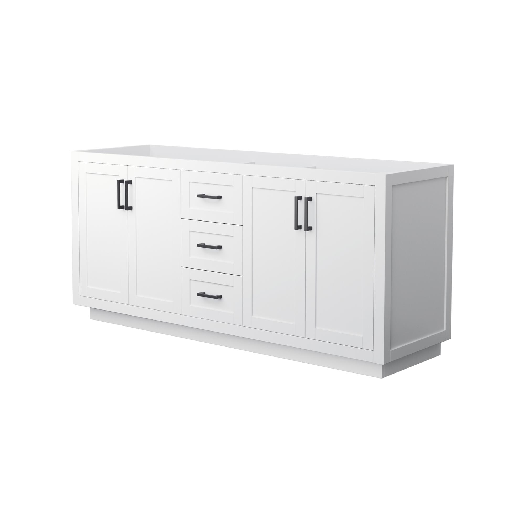 Wyndham Collection WCF292972DWBCXSXXMXX Miranda 72-in White with Matte Black Trim Bathroom Vanity Base Cabinet without Top