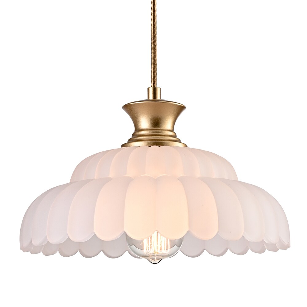 Claxy HY-B5383DU-J-M Modern 1 -Light Brass Modern/contemporary Frosted glass Dome Medium Hanging Pendant light