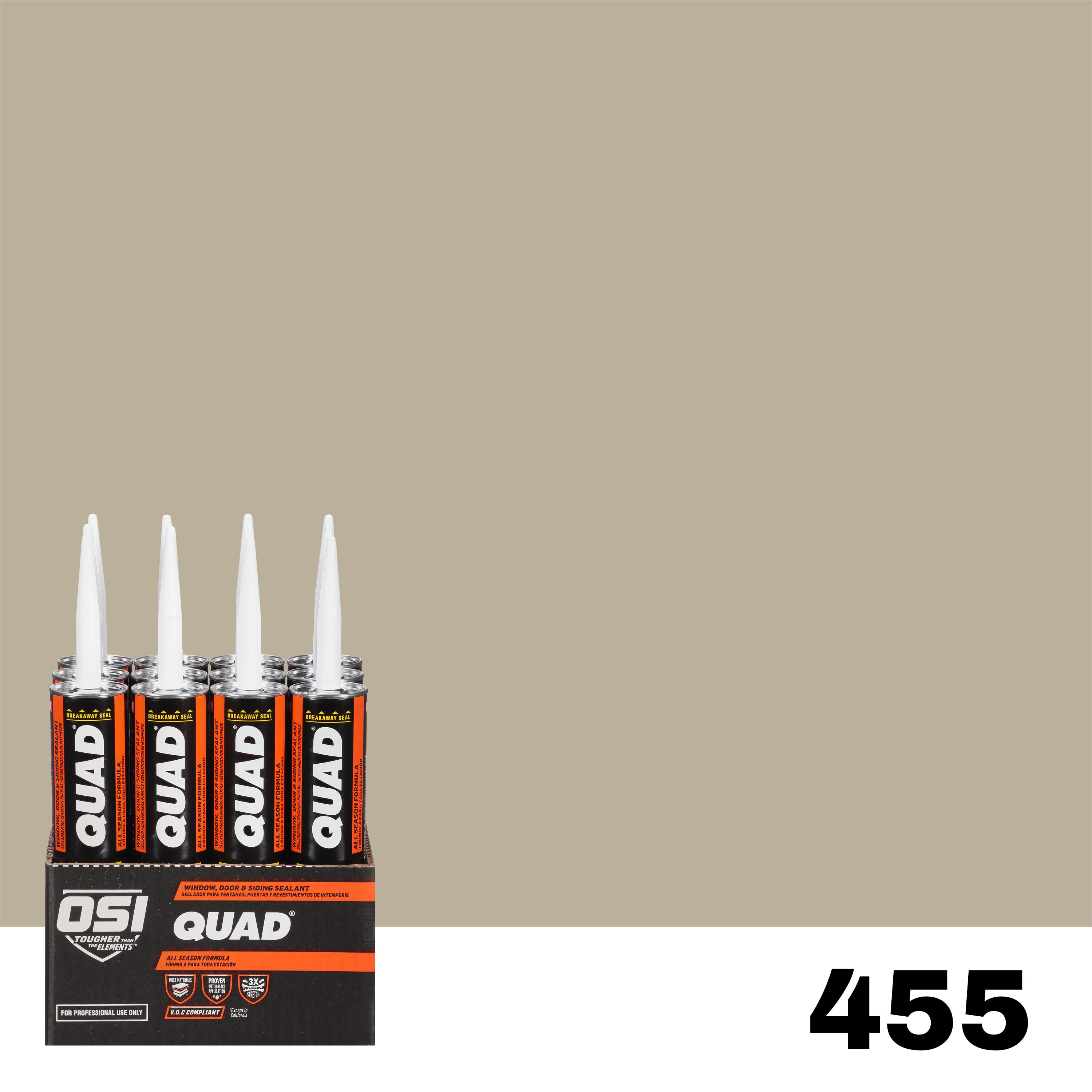 OSI 1637230 Quad 12 -Pack 10-oz Window door Beige 455 Paintable Solvent Caulk