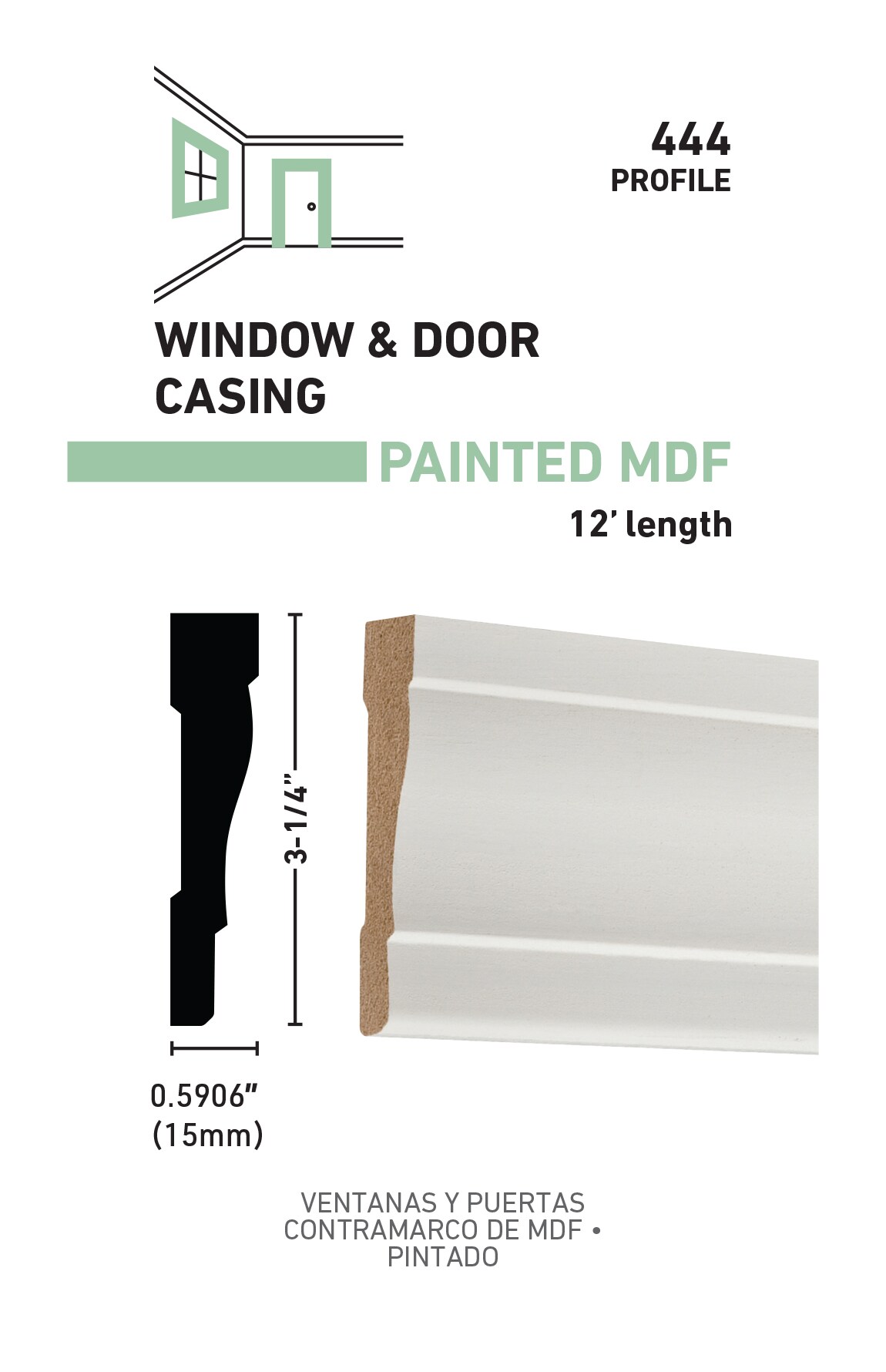 allen + roth 9/16-in x 3-1/4-in x 12-ft Painted MDF 444 Casing in the ...