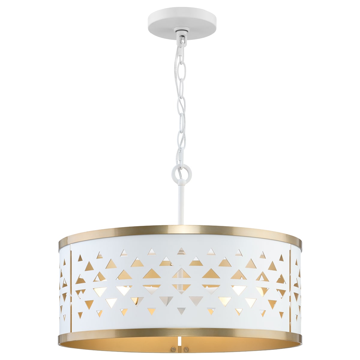 Avec 18" Champagne Bronze and White Metal Drum Pendant Light