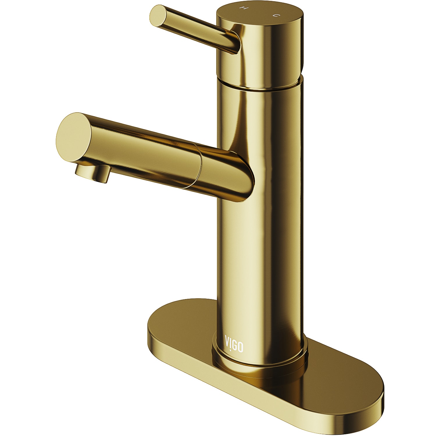 VIGO VG01009MGK1 Noma Matte Brushed Gold Single hole 1-handle WaterSense Low-arc Commercial/Residential Handle Bathroom Sink Faucet with Deck Plate