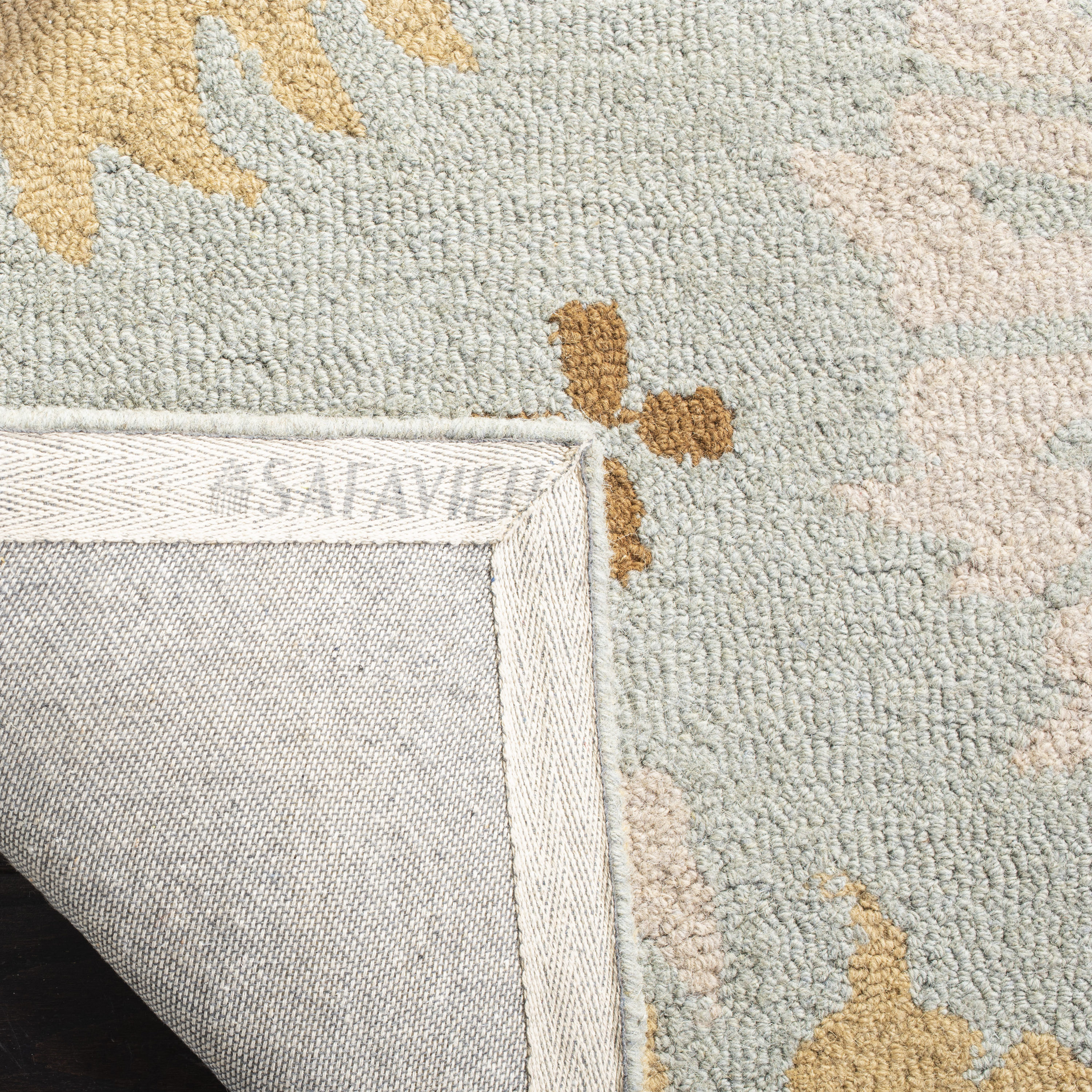 Blue Floral Handmade Wool 8' x 10' Area Rug