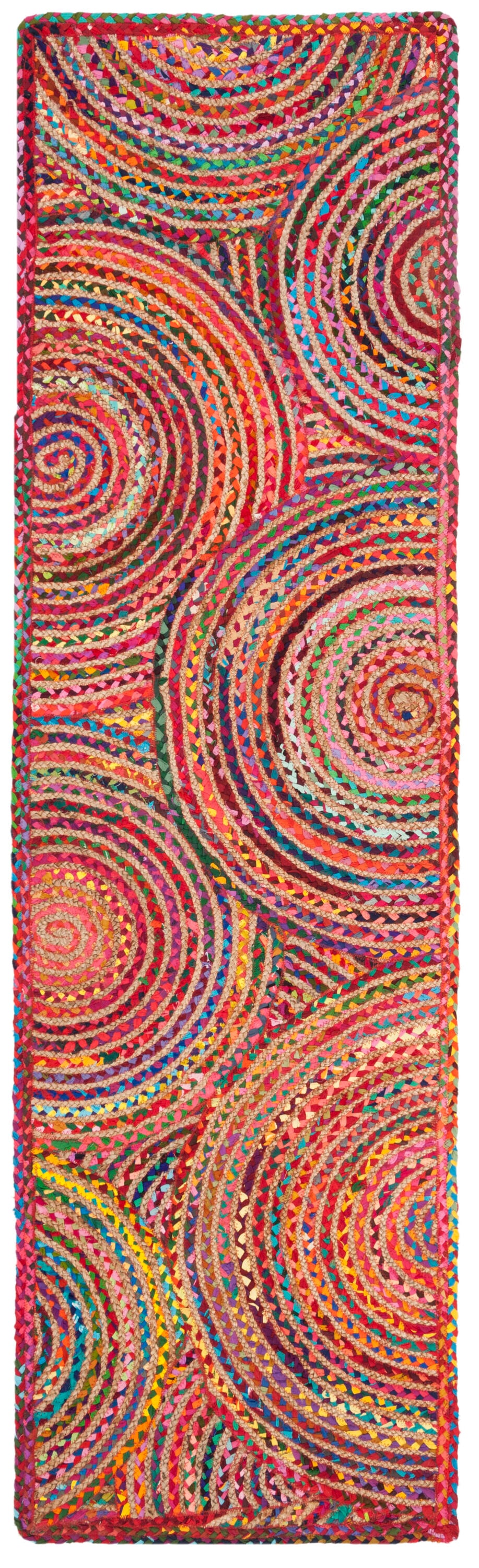 Handwoven Red Geometric Cotton Runner Rug