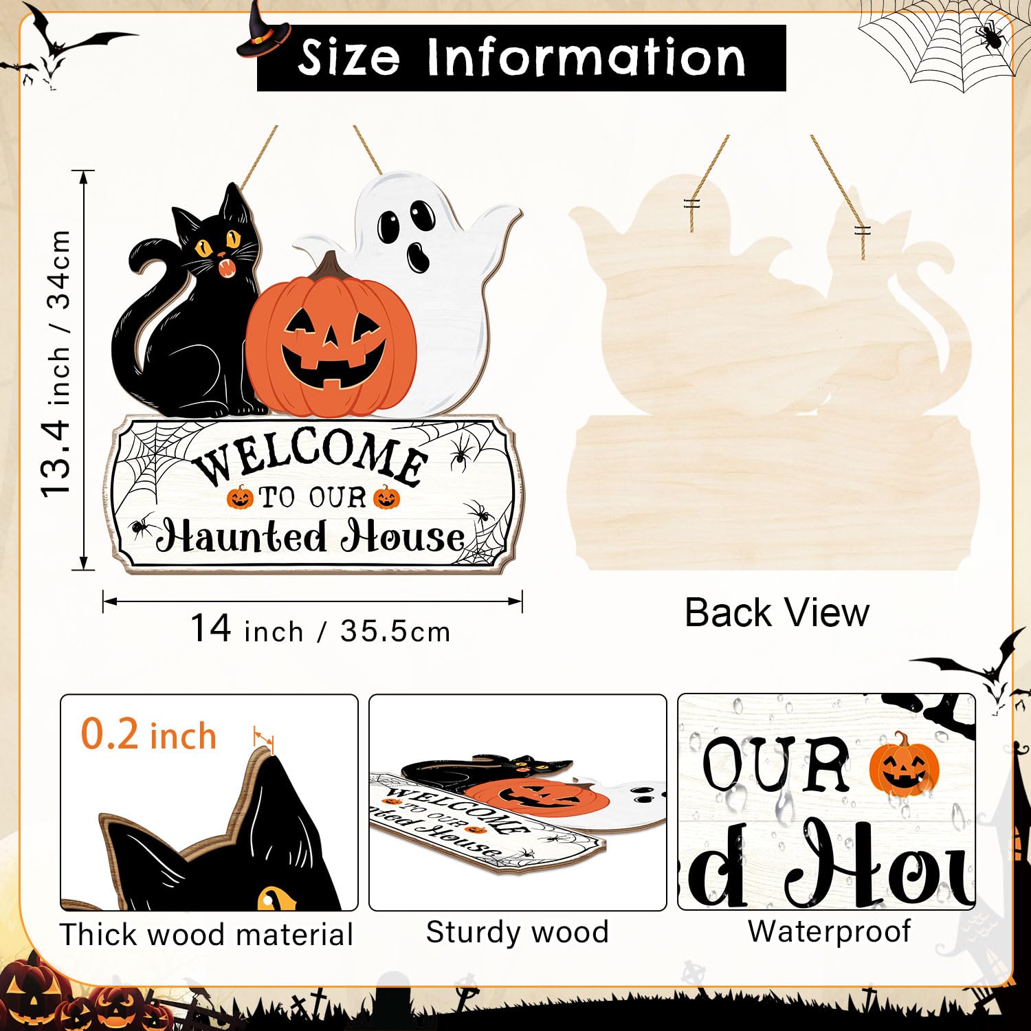 Linder Group Inc Halloween Decorations Wooden Door Hanging Sign Welcome ...