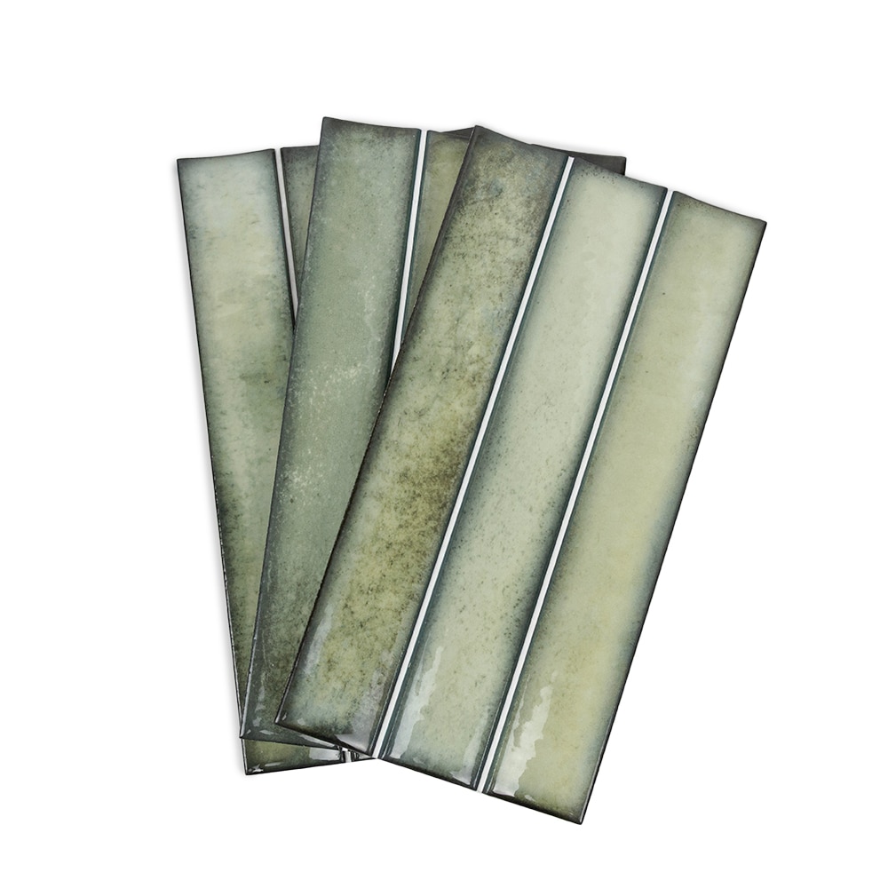 The Tile Life Sakura Fluted Salvia 4-1/2-in x 9-in Glossy