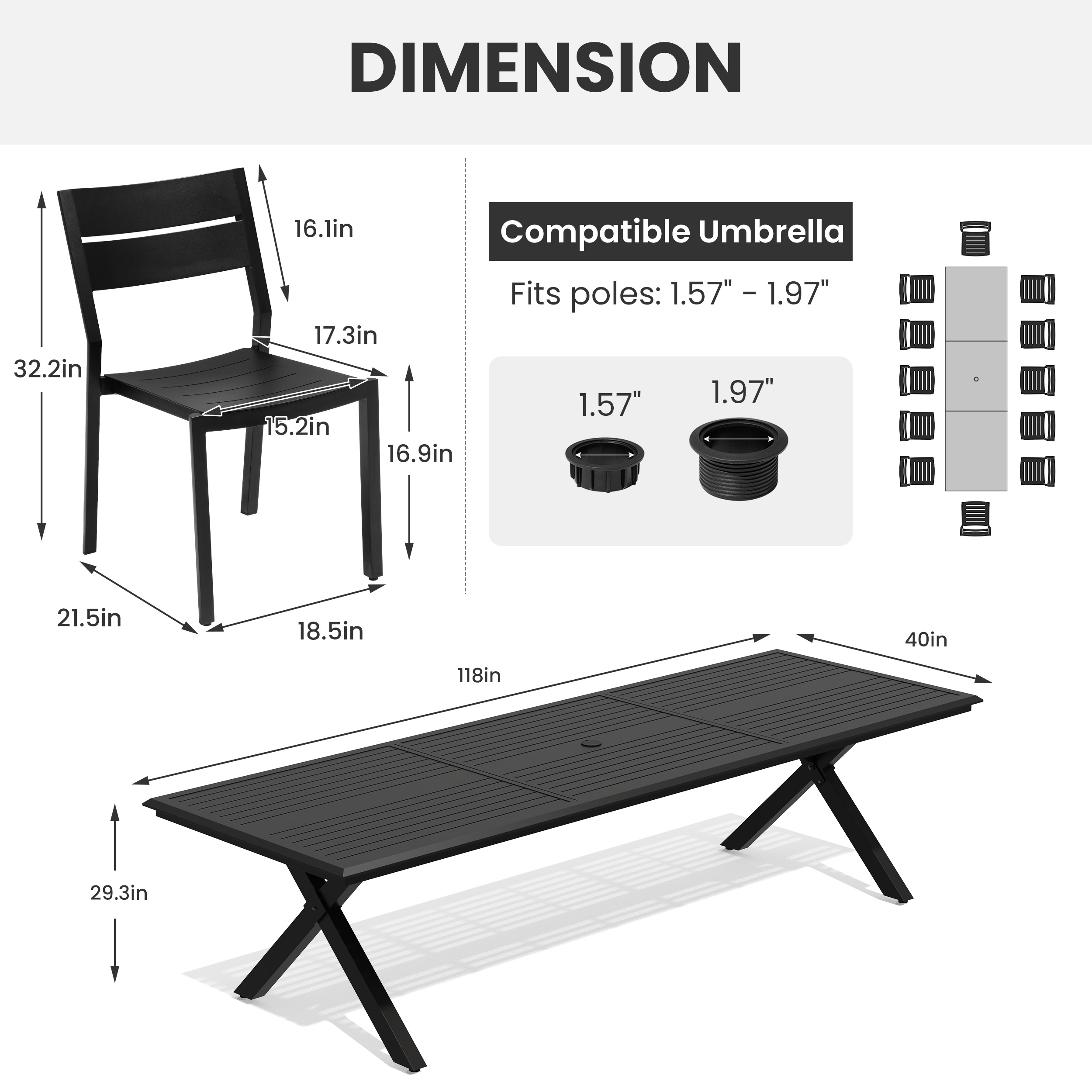 Crestlive Products CL-TD7152GRY300-13 Patio-Dining-Sets - View #3