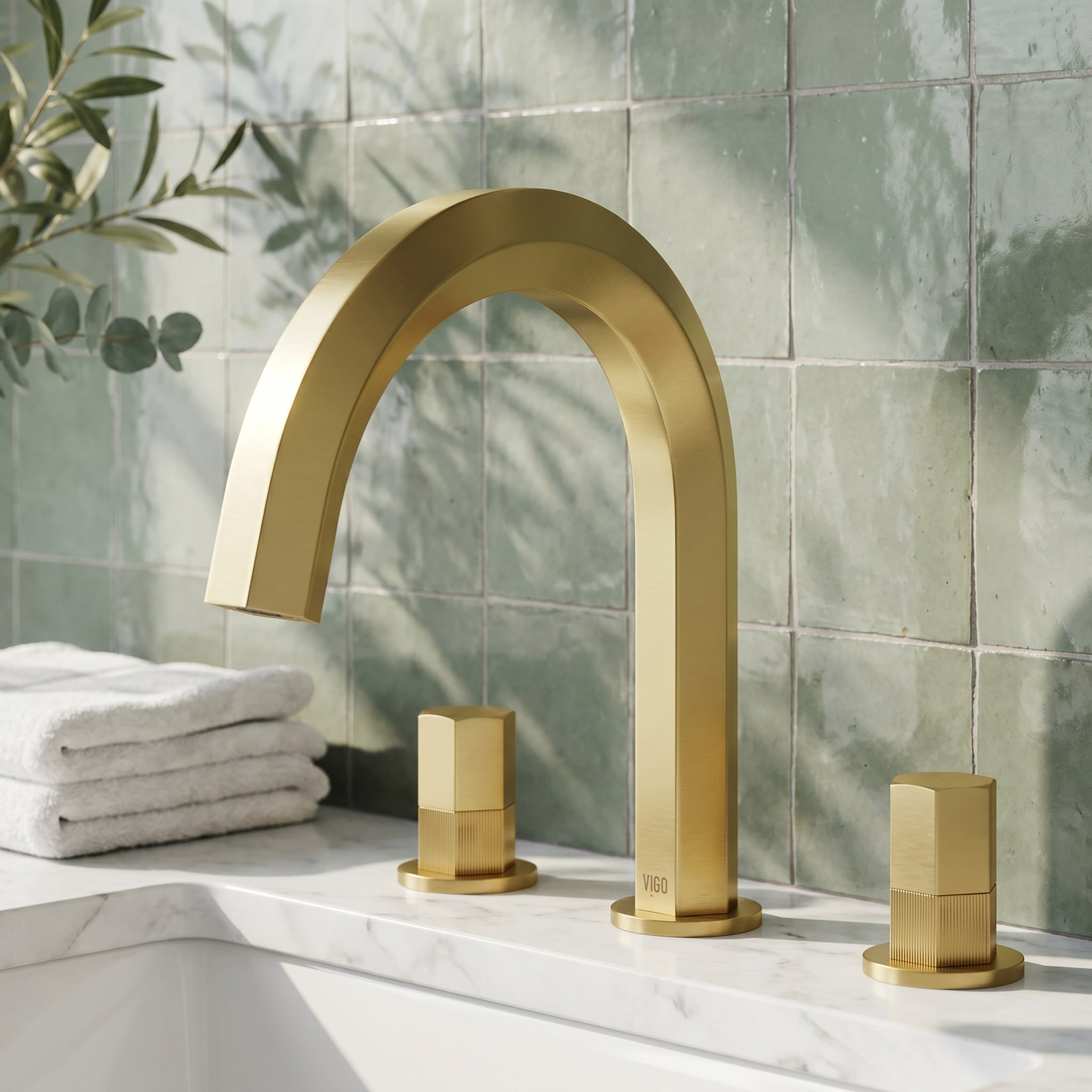 VIGO - Hart Matte Brushed Gold Widespread 2-handle WaterSense High-arc Bathroom Sink Faucet 3 -Pack