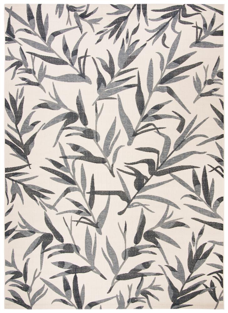 Safavieh CY7425-236A5-8 Courtyard Melune 8 x 11 (ft) Loomed Polypropylene Beige/Anthracite Rectangular Indoor/Outdoor Floral/Botanical Area rug