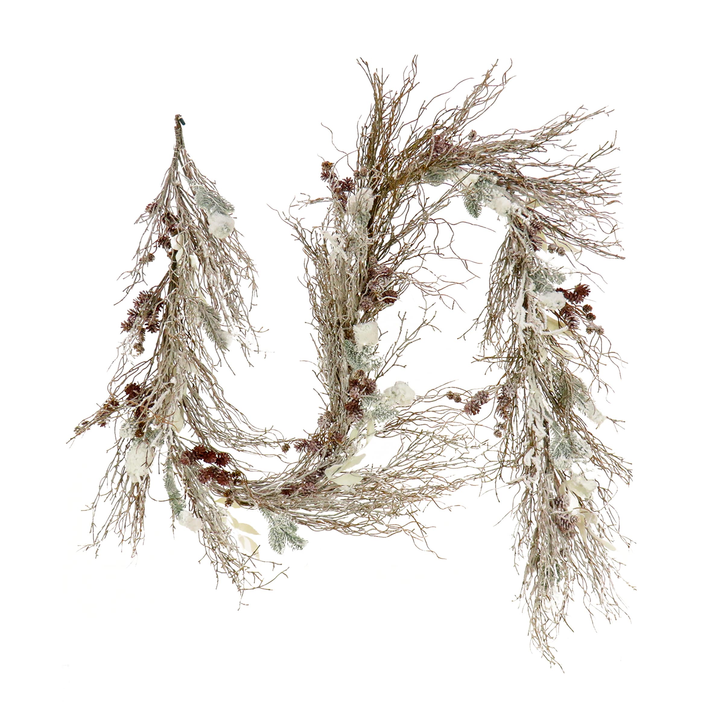 Elegant 9' Pine & Pine Cone Christmas Garland with White LED Lights