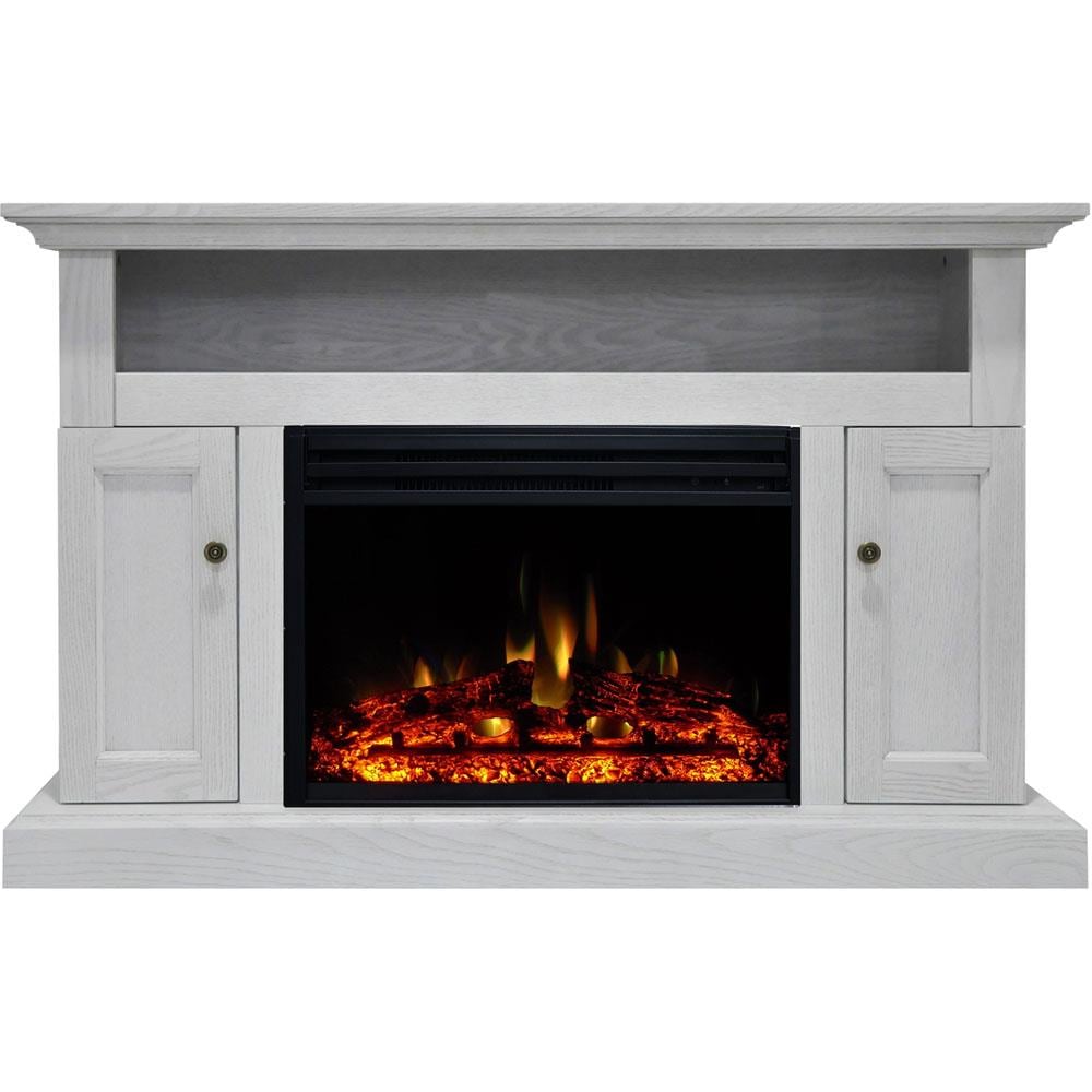 Cambridge 47-in W White TV Stand with Fan-forced Electric Fireplace at ...