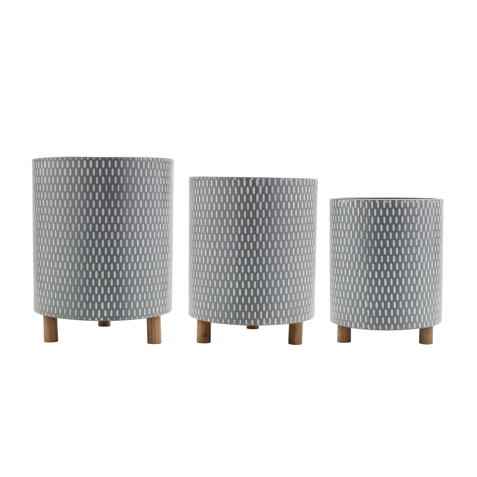 Melrose International 85756DS Container (Set of 3) 9.5D x 11.75H 10.5D x 13.5H 12D x 15H Iron/Wood
