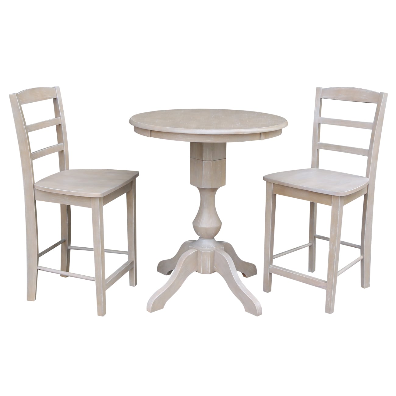 International Concepts K09-30RT-11P-S402-2 Washed Gray Taupe Casual Dining Room Set with Round Table (Seats 2)
