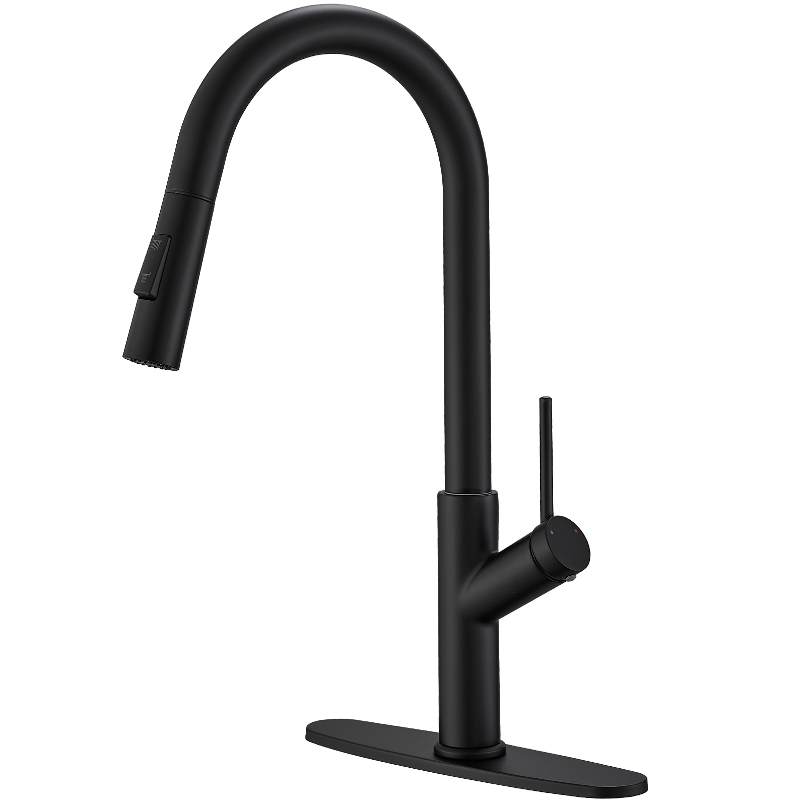 BWE A-94027-BLACK Matte Black Single Handle Deck-mount Kitchen Faucet ( Deck Plate Included )
