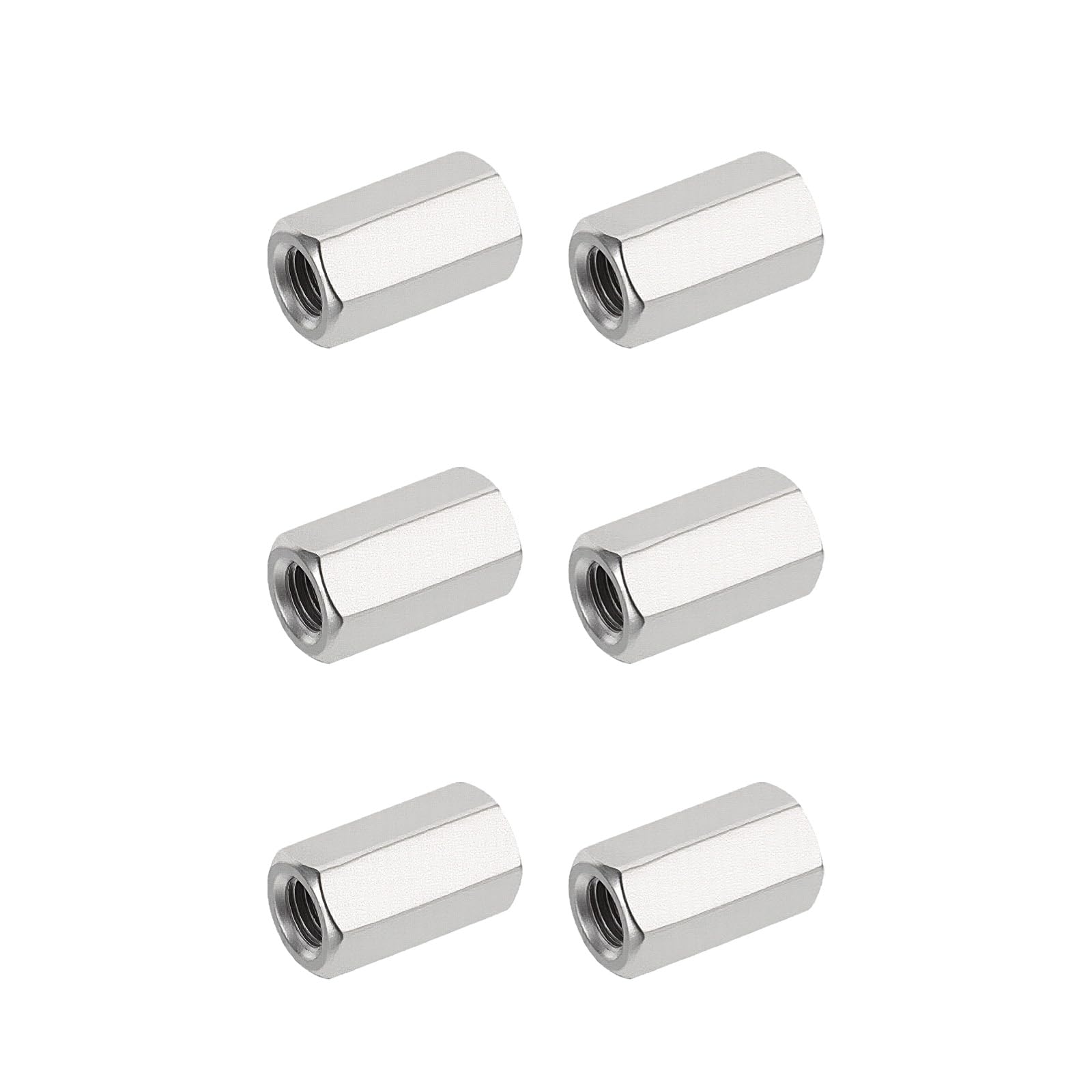 JVFCXXV  Hex Coupling Nuts 5 slash 16 dash 18 UNC 20mm Length Pack of 6 Stainless Steel Rod Coupling Nuts for Threaded Rods and Studs