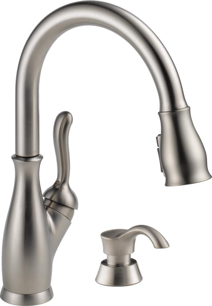 Delta Leland Spotshield Stainless Pull-down Kitchen Faucet with Sprayer and Soap Dispenser