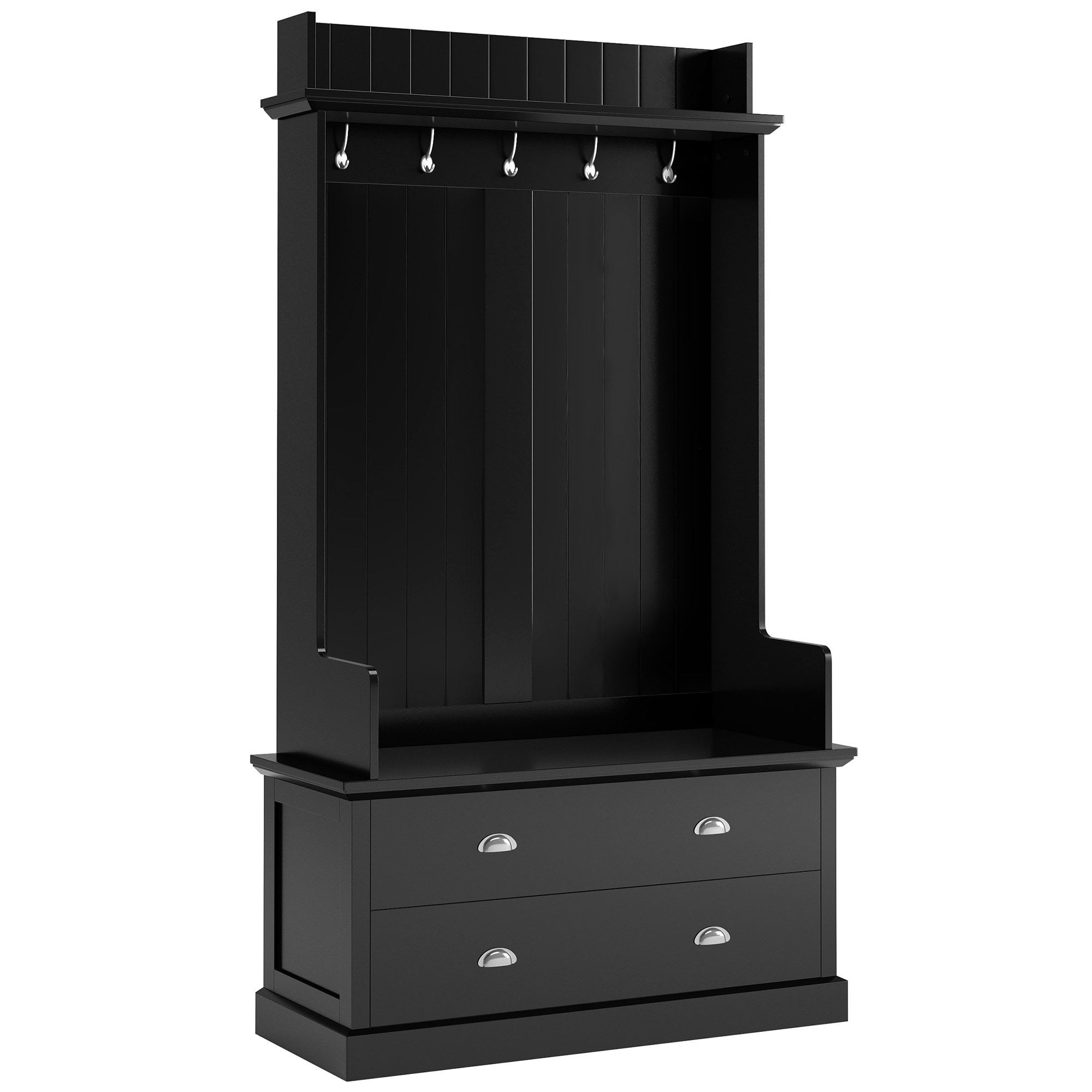 Nestfair HTOT0887B Modern 38.5-in Black Wood Hall Tree