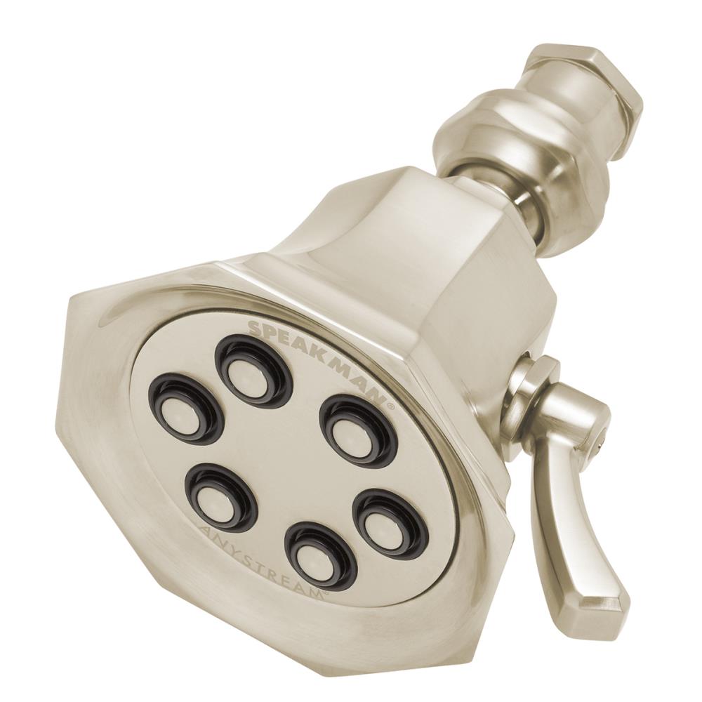 Speakman S-2255-BN-E2 Signature Brass 3.0 -Settings Brushed Nickel 3.4-in Octagonal Fixed Shower Head 2 GPM
