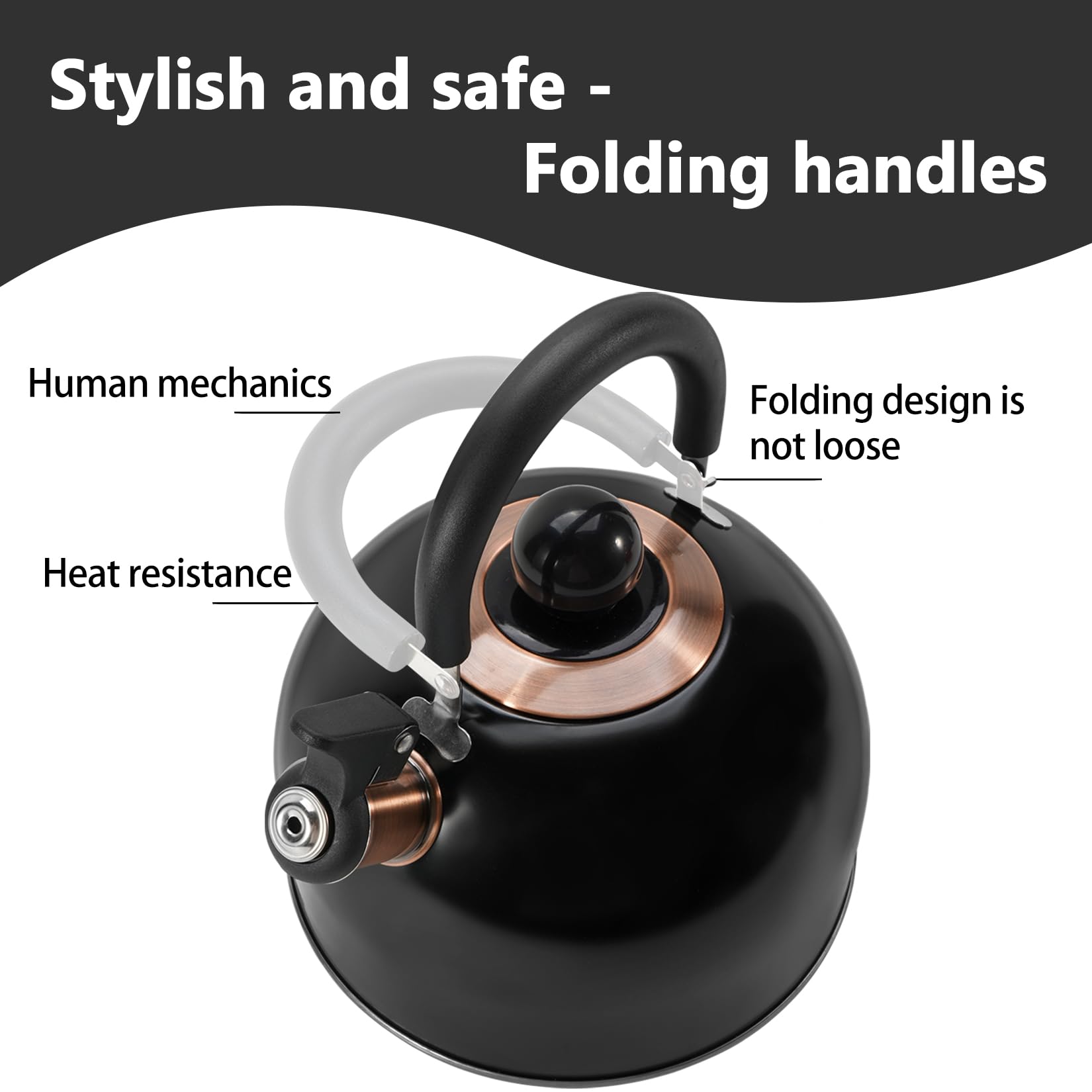 DHMHD Whistling Tea Kettle Stovetop 2.6 Quart Food Grade Stainless ...