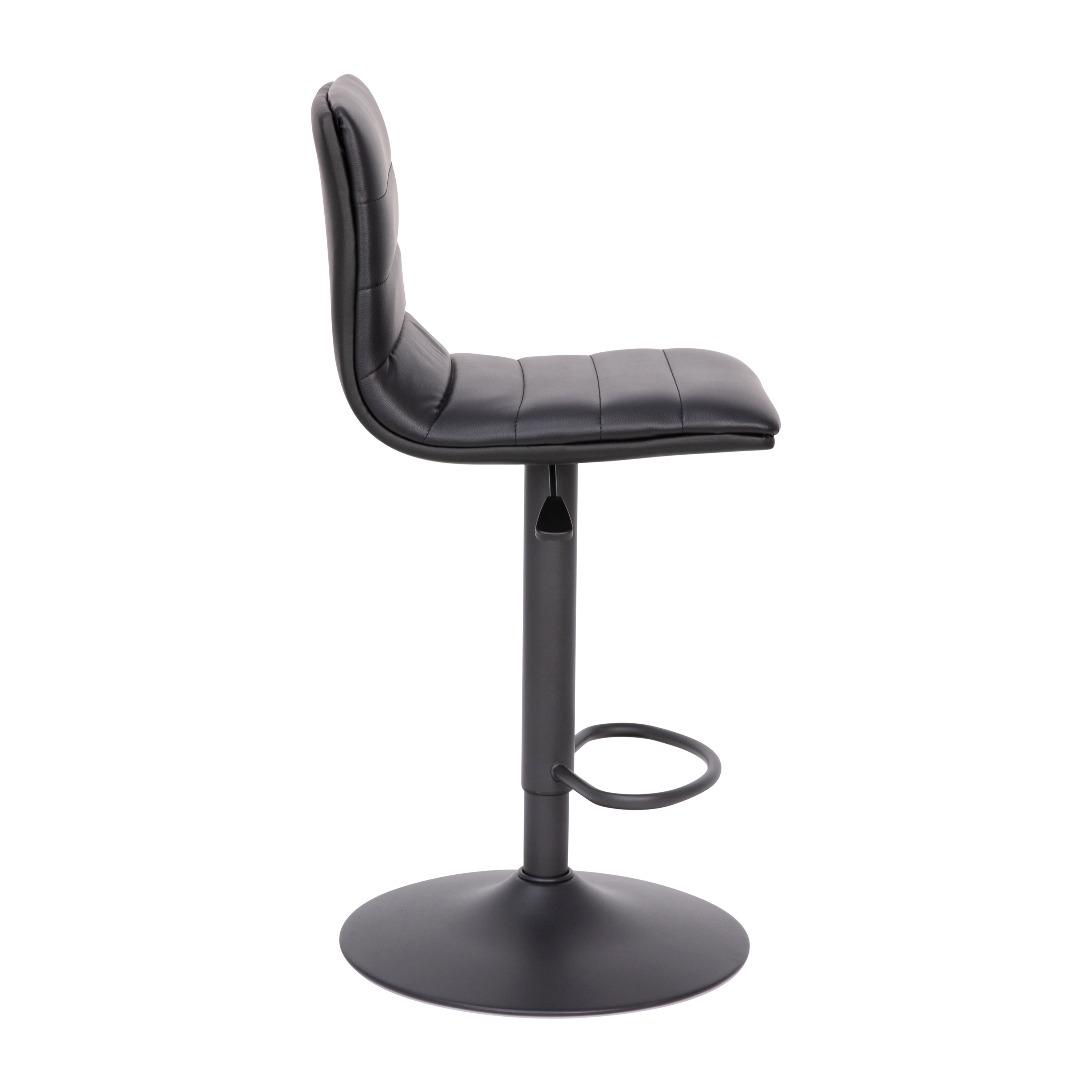 Black Adjustable Swivel Bar Stool with Metal Frame