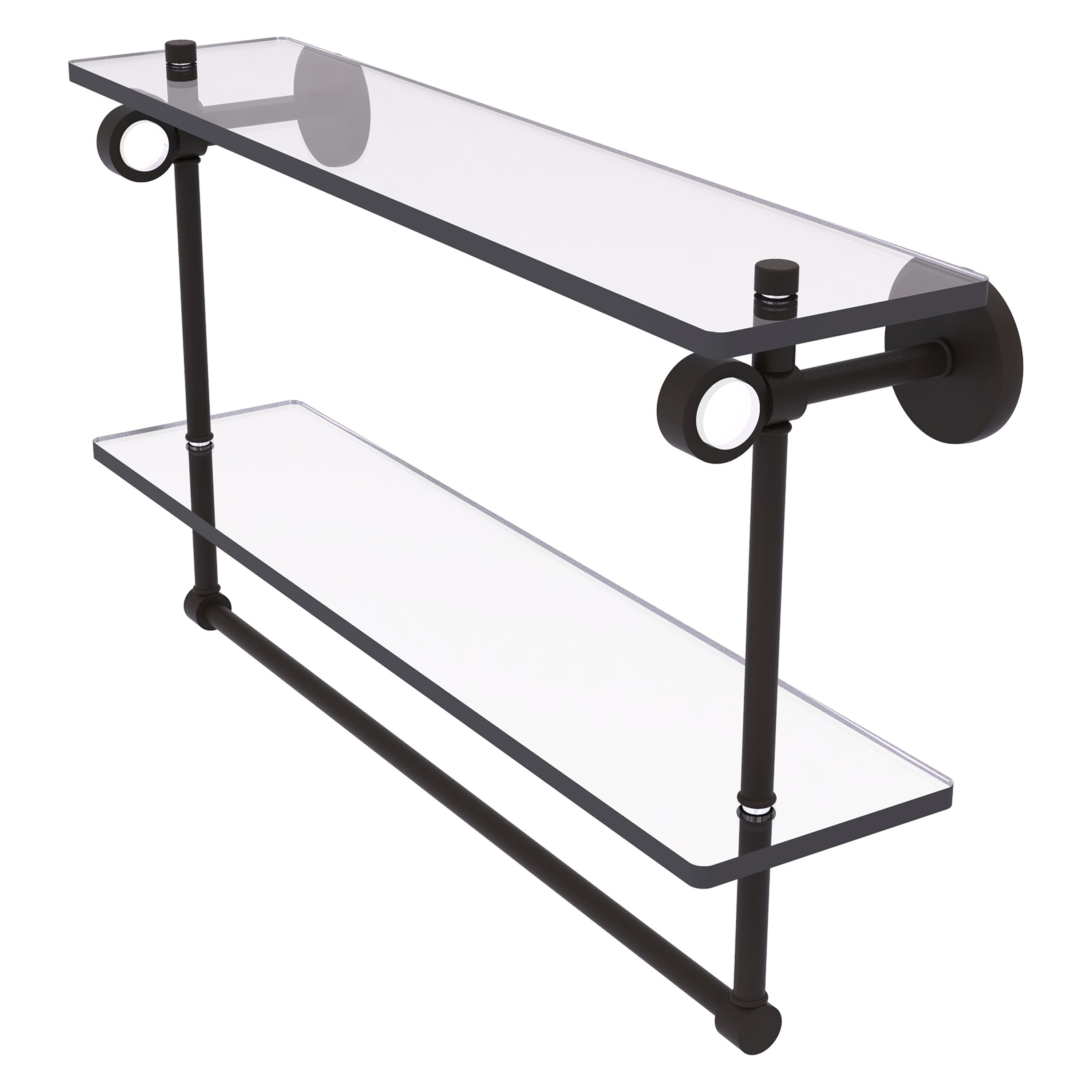 Allied Brass CV-2TB-22-ORB Clearview Oil Rubbed Bronze 2 -Tier Wall mount Bathroom Shelf ( 22-in x 12.8-in x 5-in )