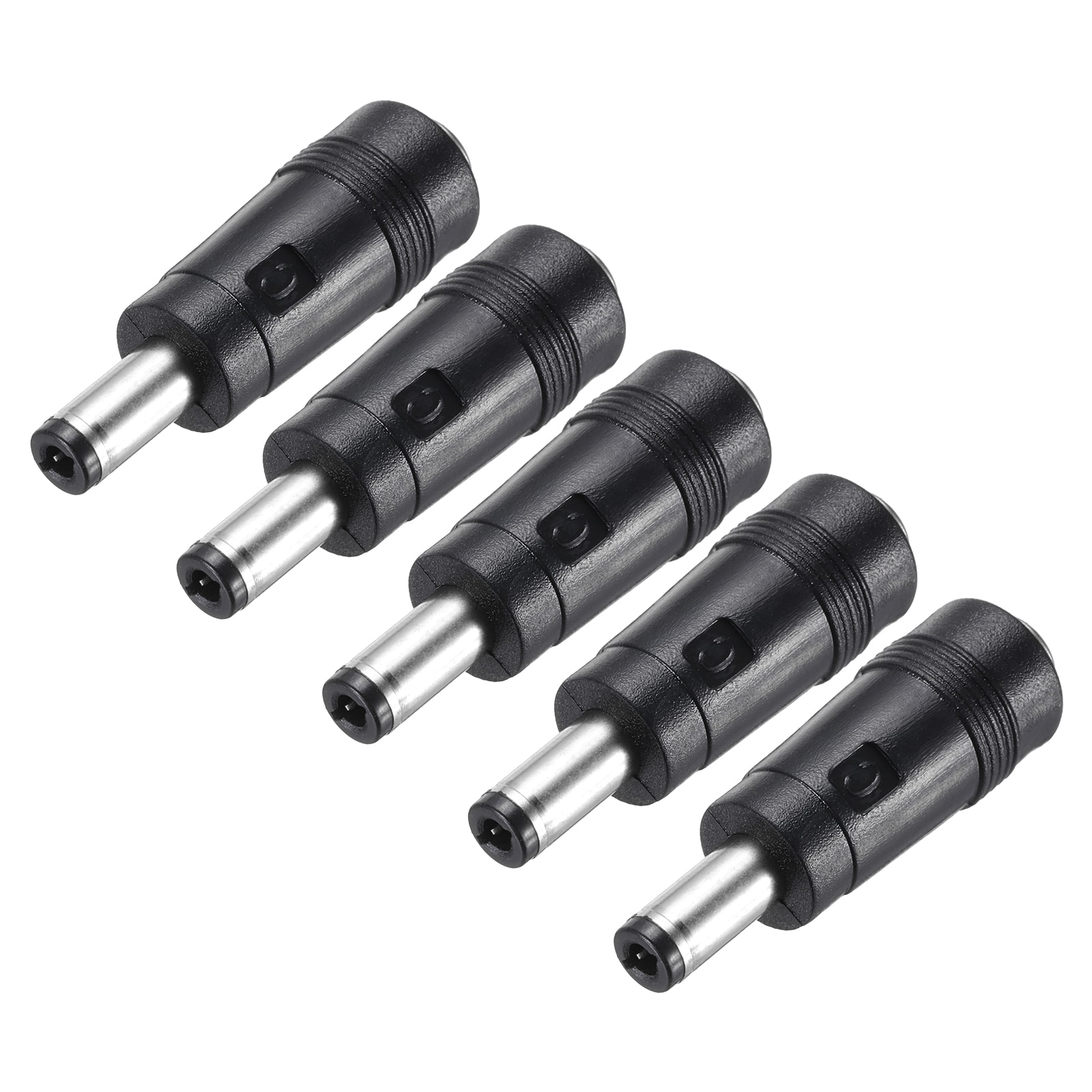 Unique Bargains 5pcs DC Power Adapter Straight Female 5.5mm x 2.1mm to Male 5.5mm x 2.5mm Plug Tips Black with 1.57 Inch Wire for External Power Source