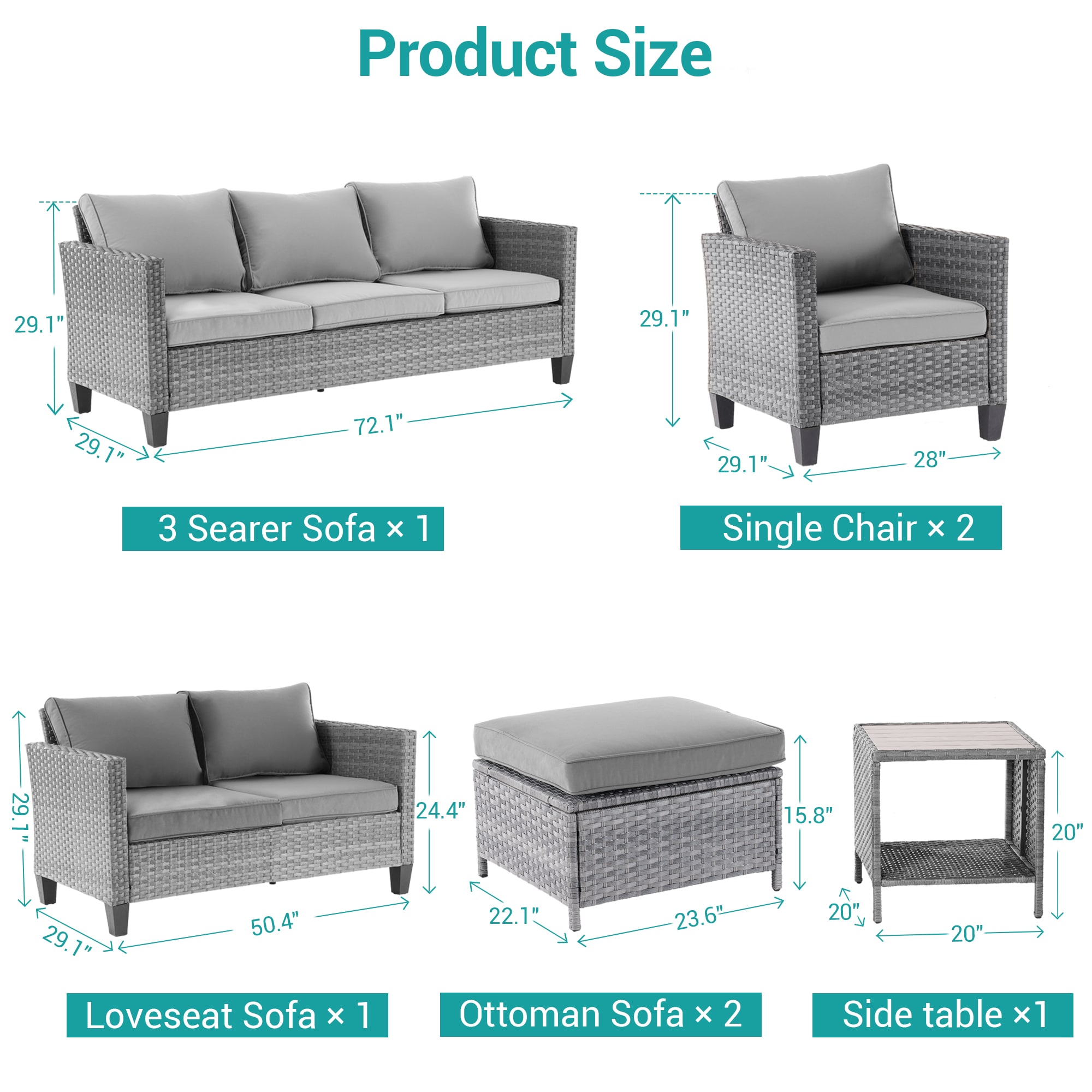 Sonkuki SD-PS-115HGY-S3T3 Patio-Conversation-Sets - View #2
