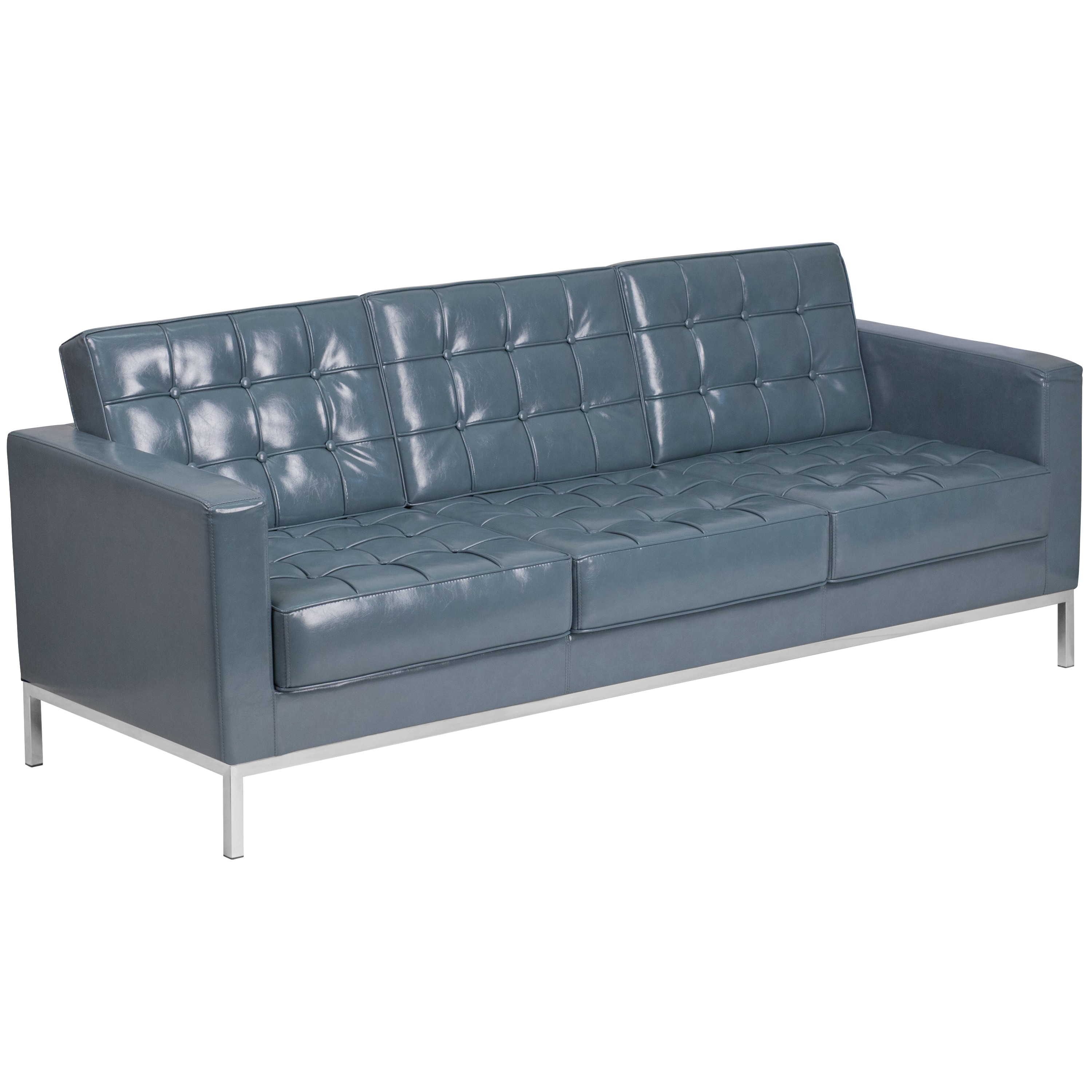 Flash Furniture 889142075257 Lacey 80.0-in Modern Gray Faux leather 3 -seater Sofa