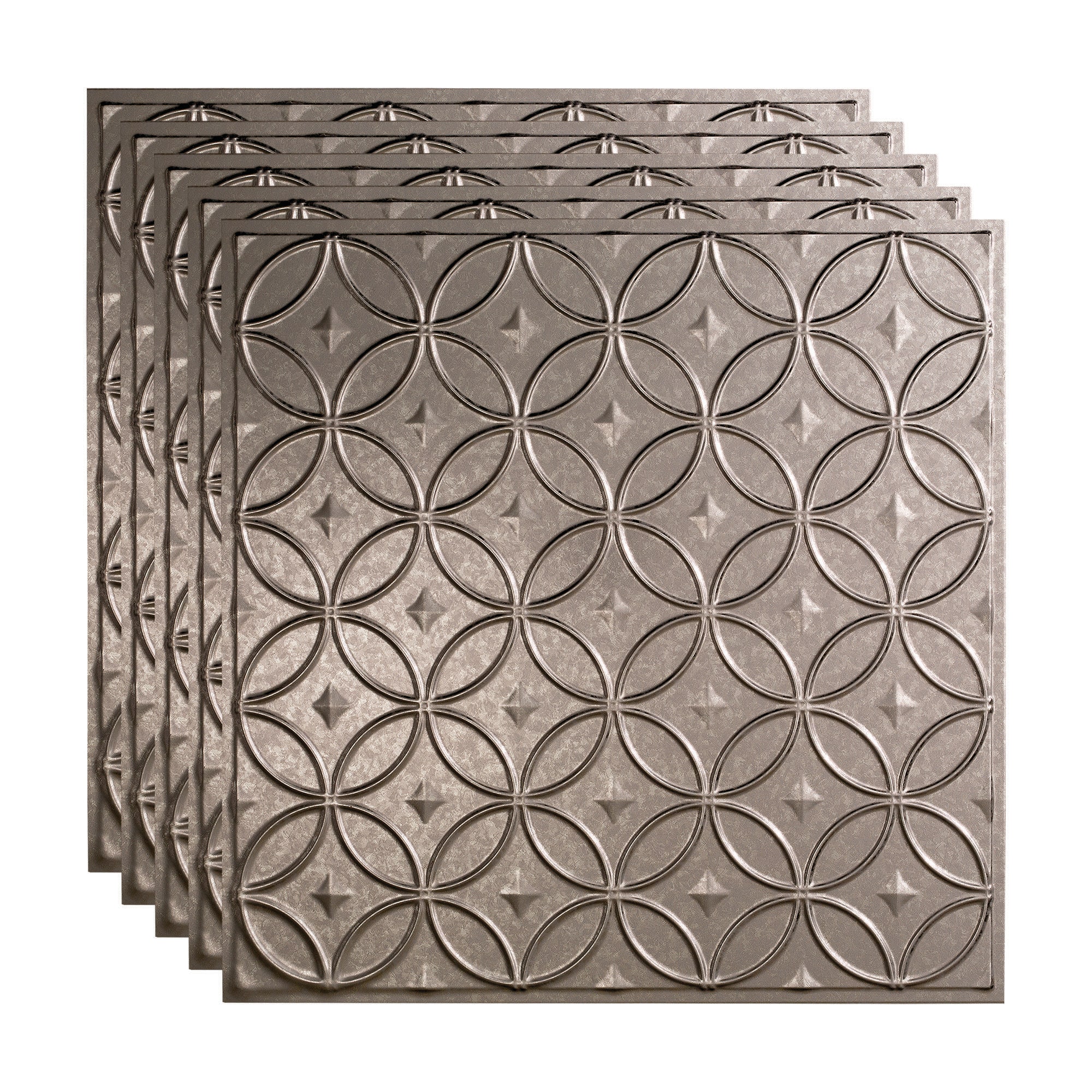Fasade 2-ft x 2-ft Rings Gloss White PVC Drop Ceiling Tile (5-Pack, 20-sq ft / Case)