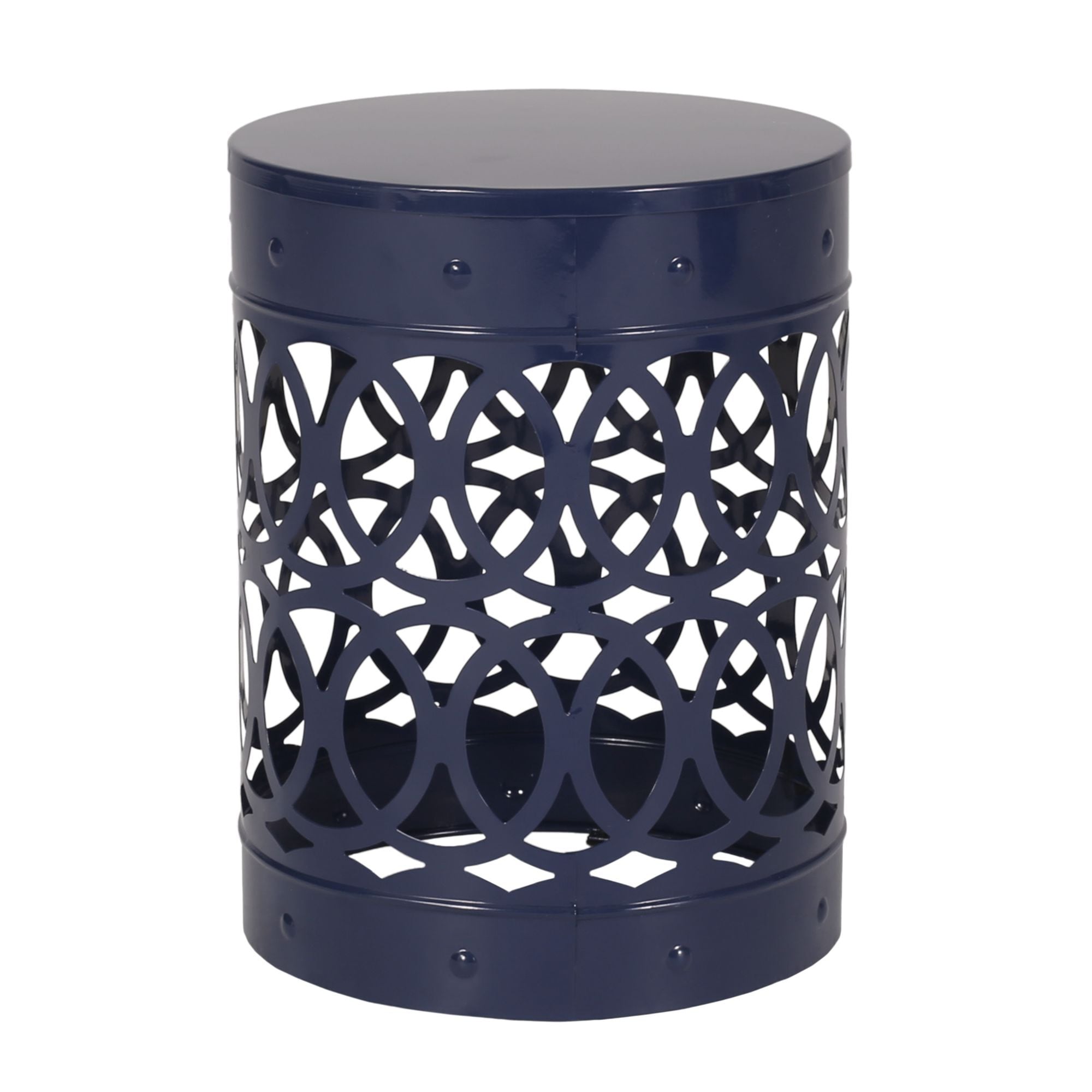 Miki Shinly NHG-NBLU-14JJ Iron Patio Table Round Outdoor End 13.75-in W x 13.75-in L