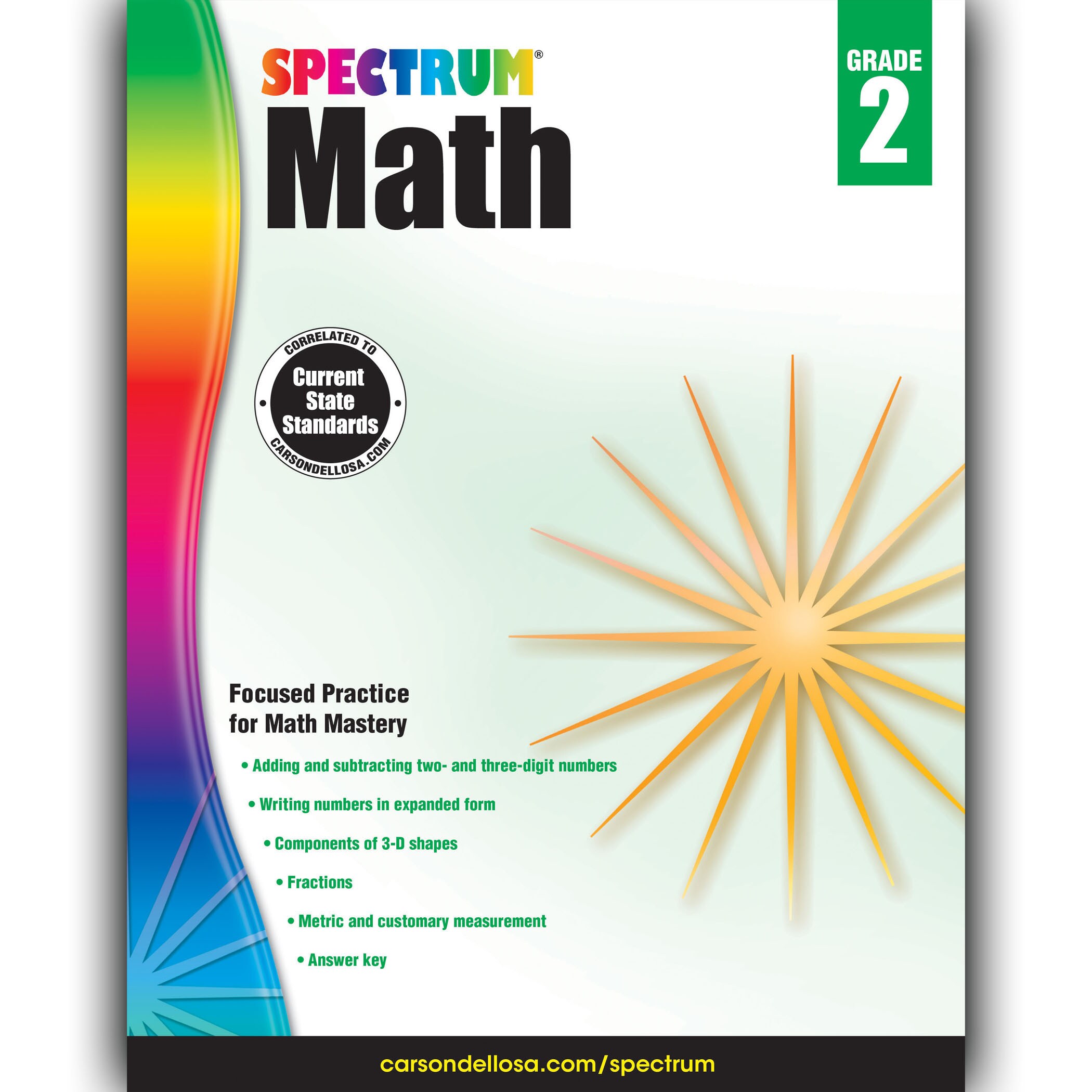Spectrum CD-704562 Math Workbook, Grade 2, Paperback Activity Book