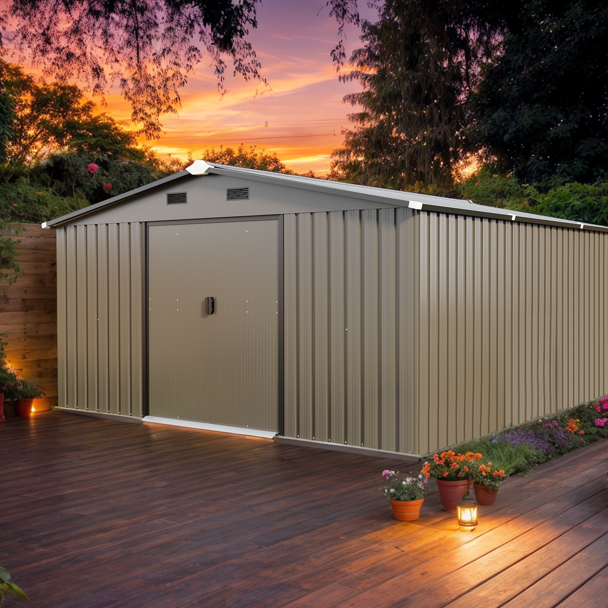 Clihome 10-ft x 12-ft Galvanized steel Metal Storage Shed in the Metal ...