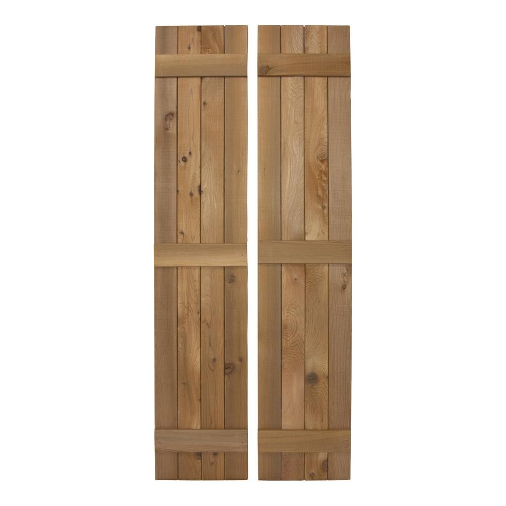 Design Craft Millworks 2-Pack 12-in W x 48-in H Board and Batten Wood Western Red Cedar Exterior Shutters