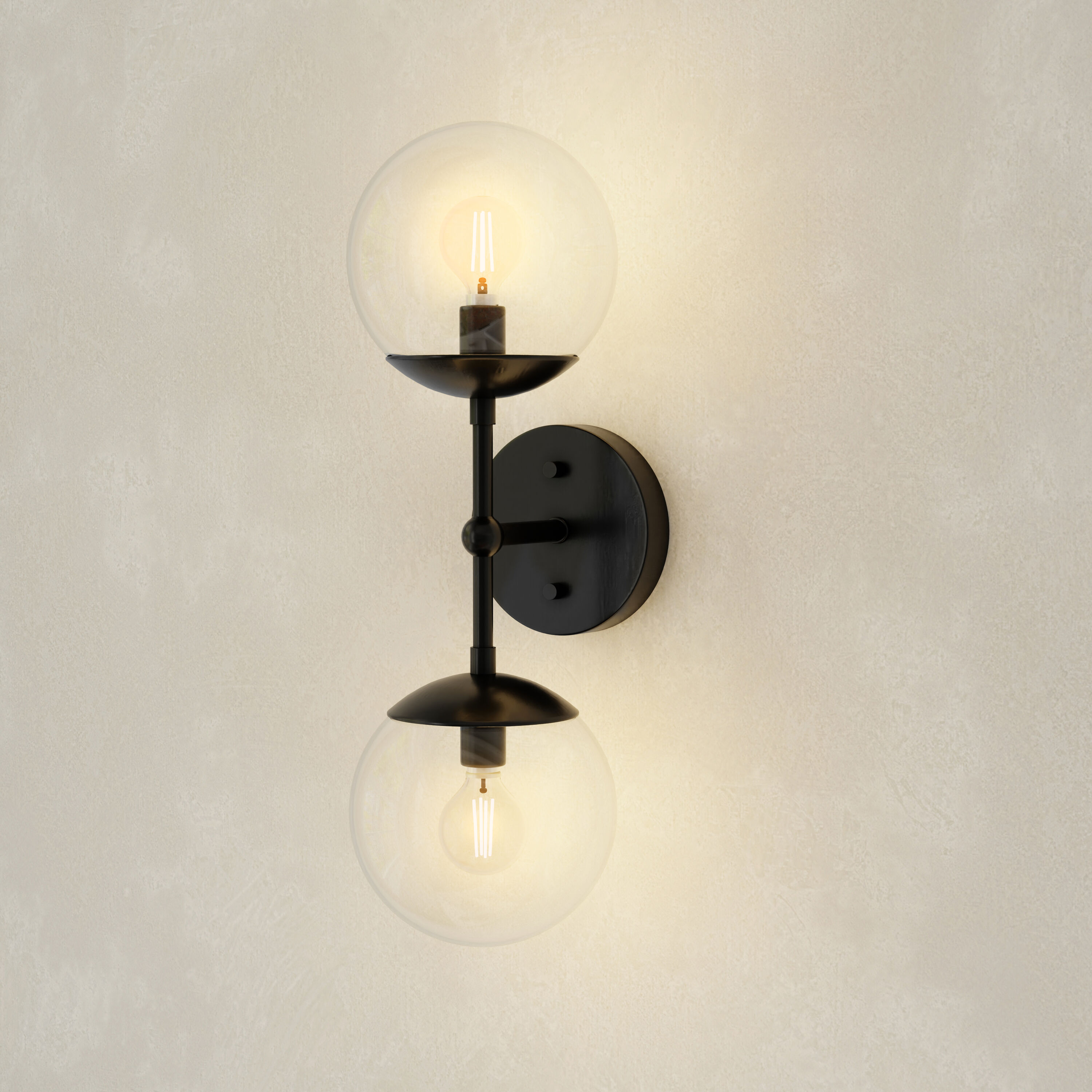 Progress Lighting P710114-31M Atwell 5.87-in W 2 -Light Matte Black Mid-century Wall Sconce