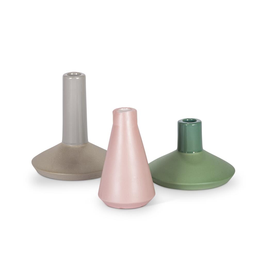 Lone Elm Studios 94934EC 3 -Pack Multiple colors/finishes Ceramic Art deco Vase