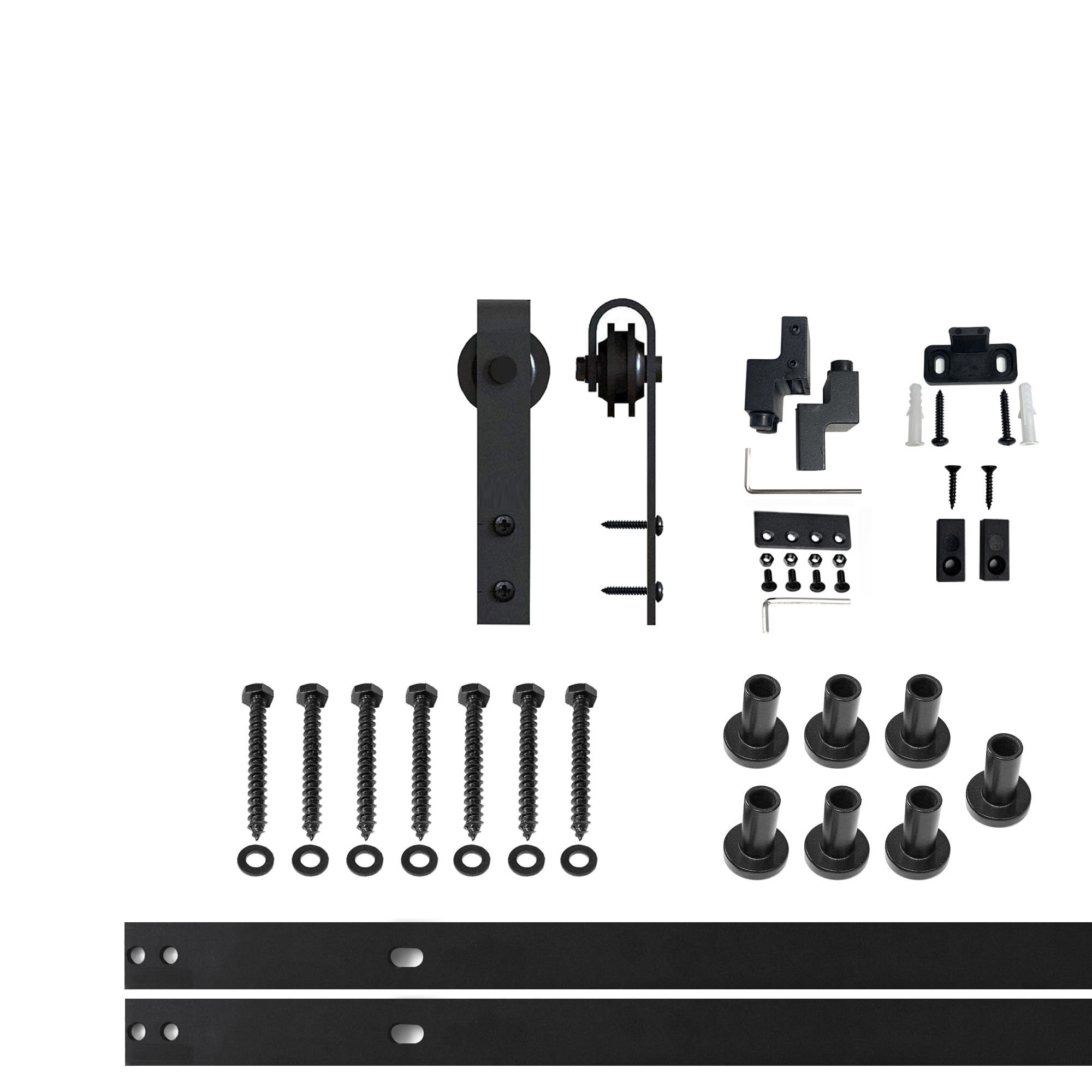 HOMACER YT1TGH108M 108-in Rustic black Black Indoor J-strap Single Barn door hardware kit