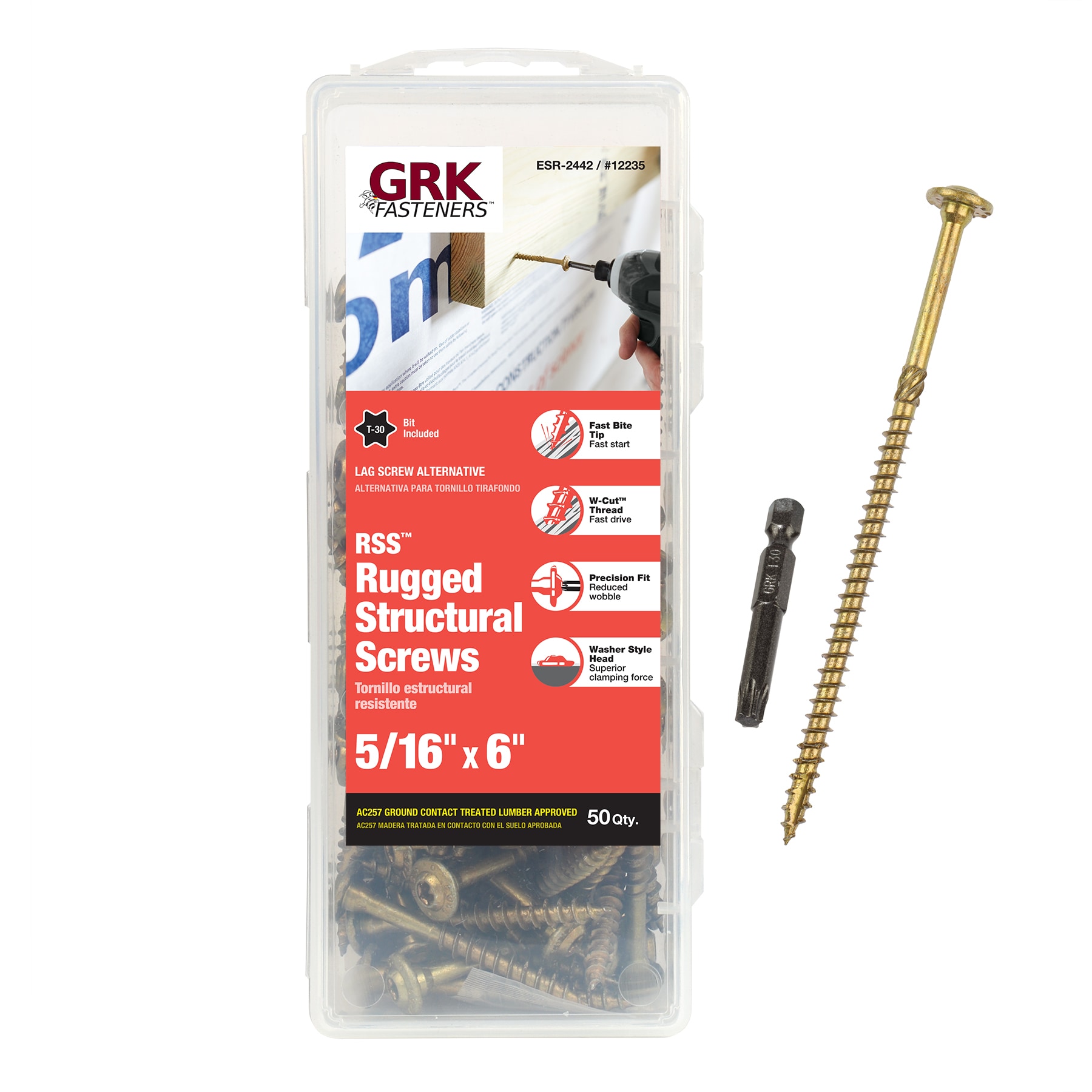 GRK 12235 RSS 5/16-in x 6-in Polymer Exterior Wood screws ( 50 -Per Box )