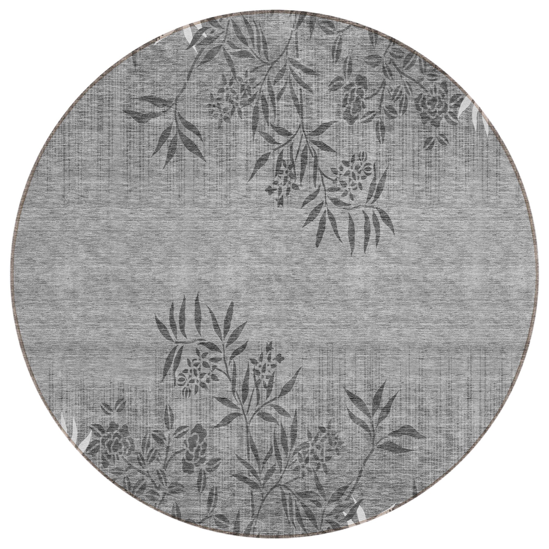 Addison Rugs ACN673PW8RO Chantille ACN673PW 8 x 8 (ft) Polyester Pewter Round Indoor/Outdoor Geometric Machine washable Area rug