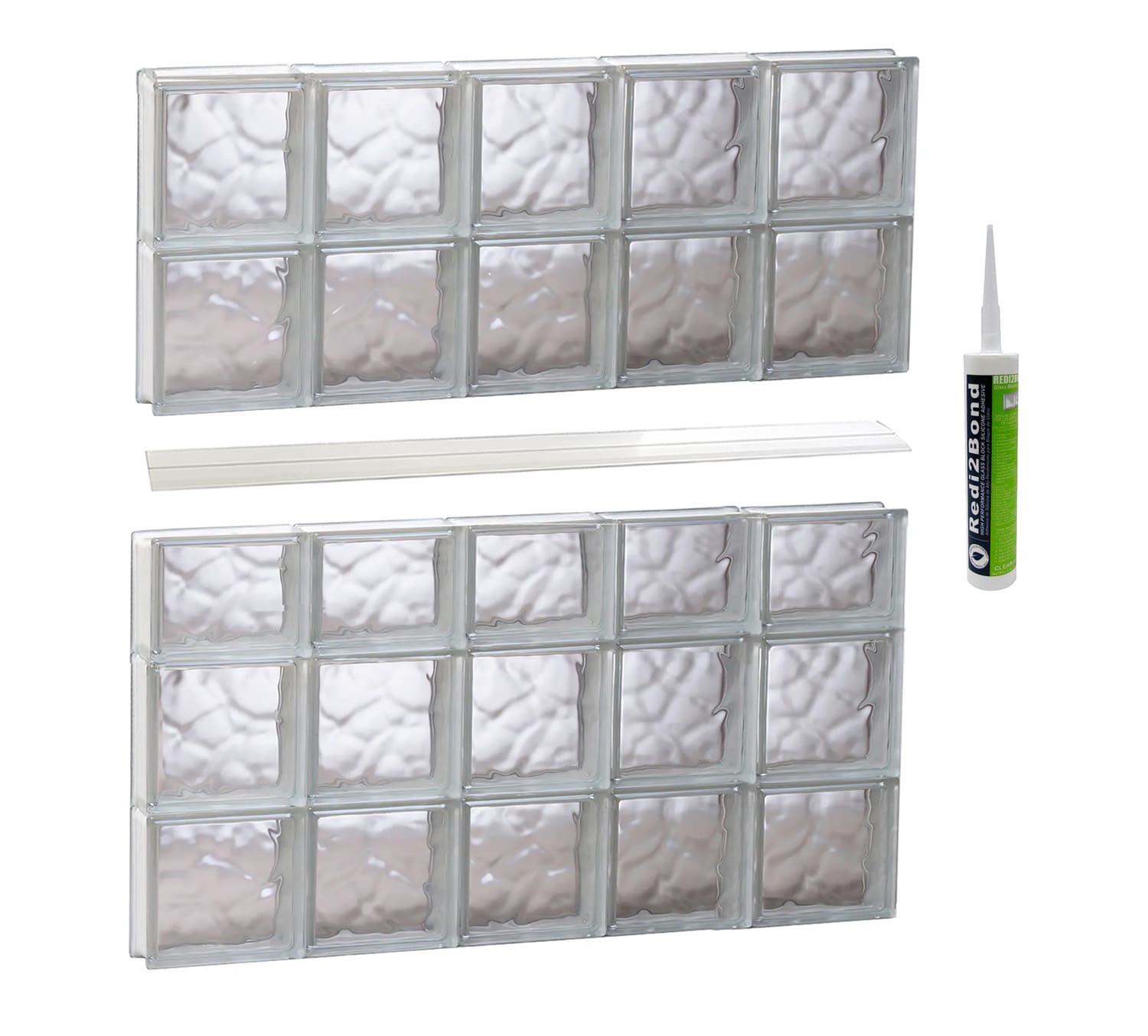 REDI2SET S4038DC Wavy Glass 38-3/4-in x 36-3/4-in Frameless Replacement Glass Block Window