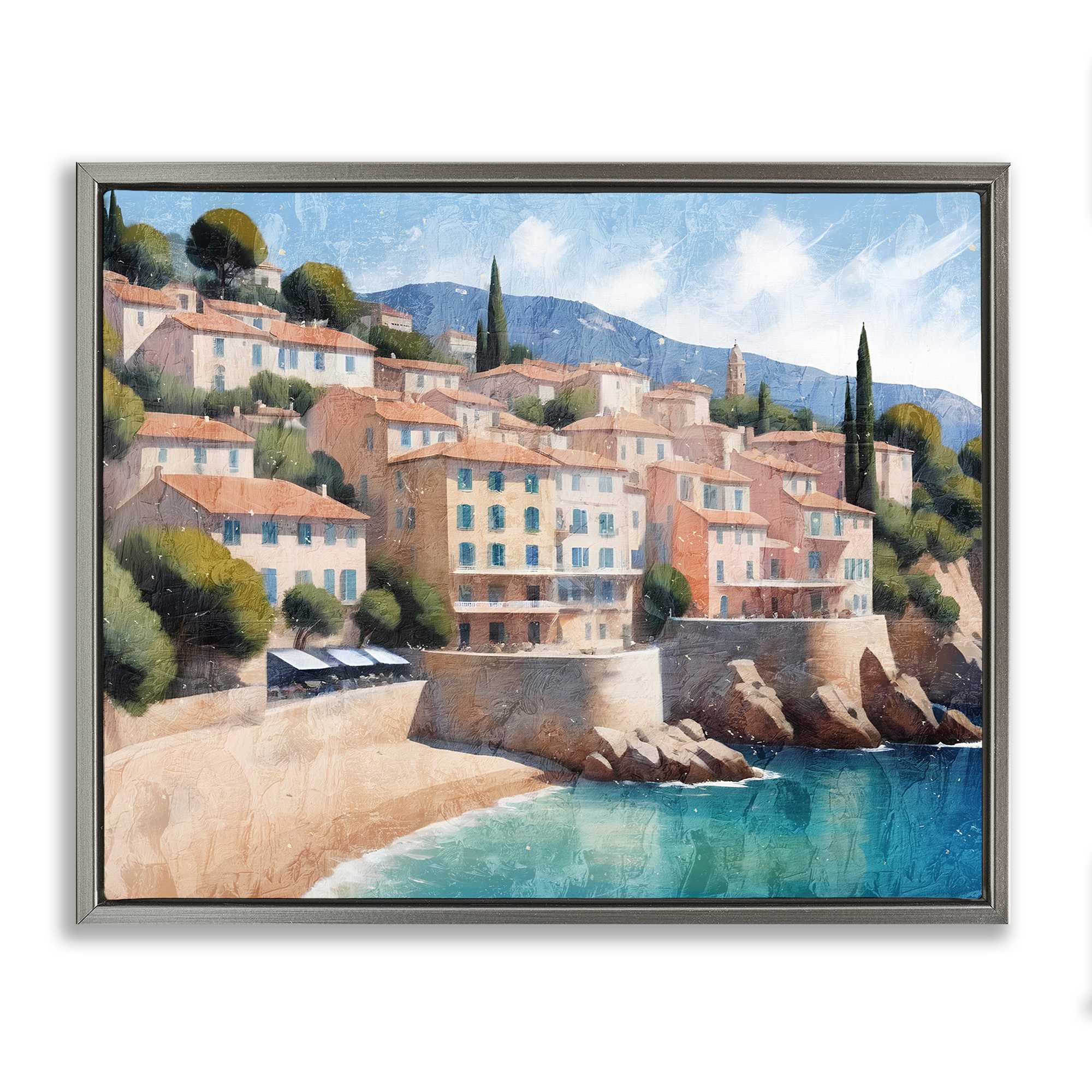 Stupell Industries BS-003-FFL-24X30 Charming Coastal Architecture Gray Framed Floater Canvas Wall Art By Kim Allen 31 x 25